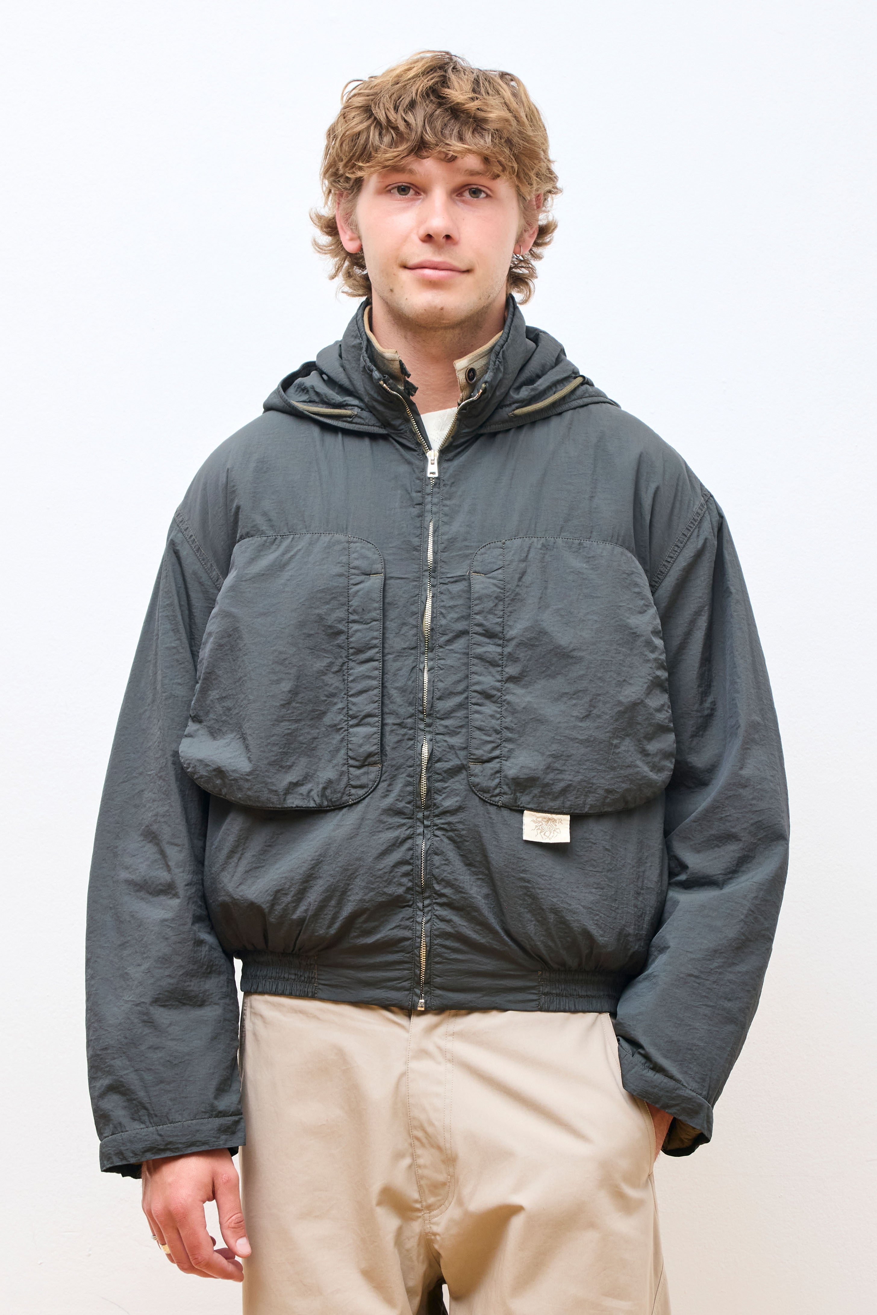 Purs Padded Nylon Hoodie Jacket Peat