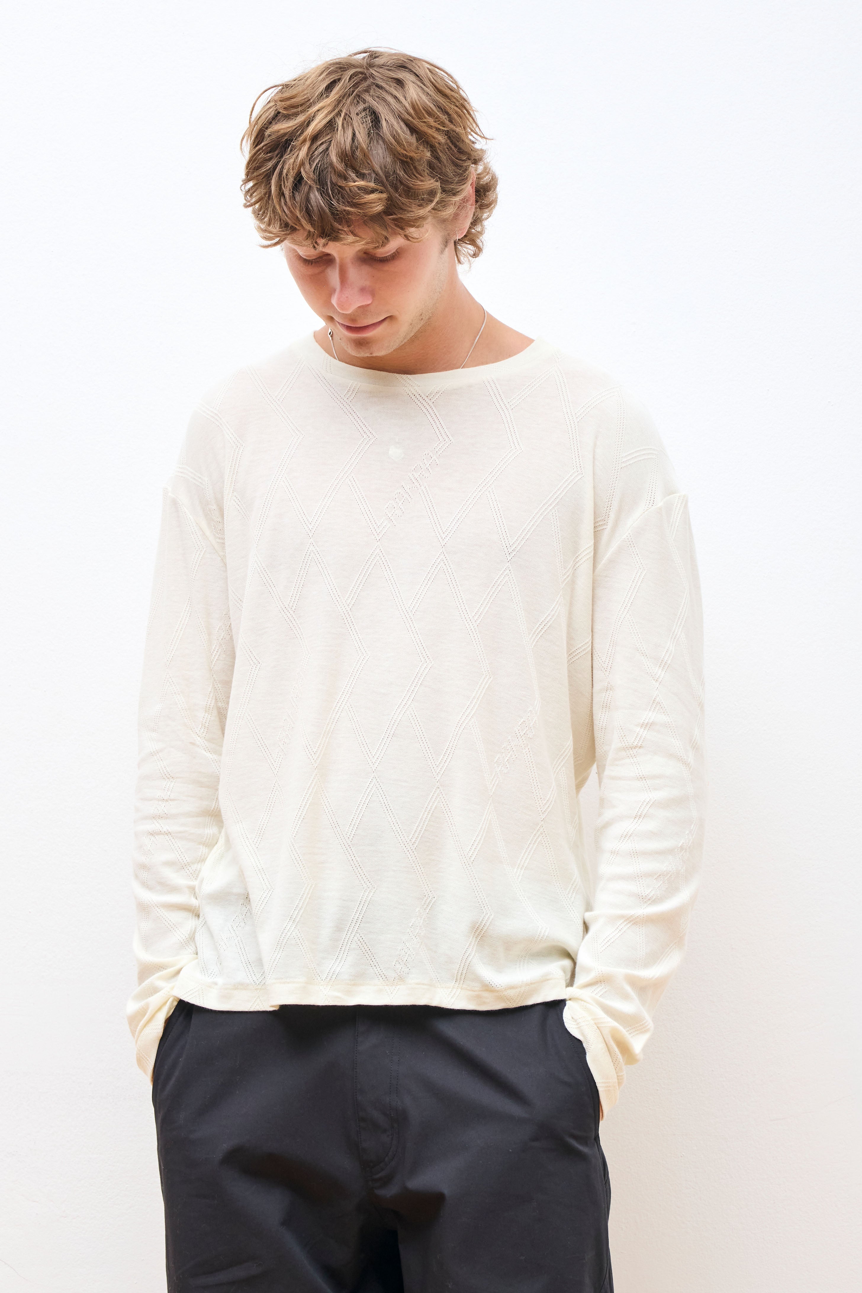 Stem Jersey Jacquard L/S T-Shirt Tofu