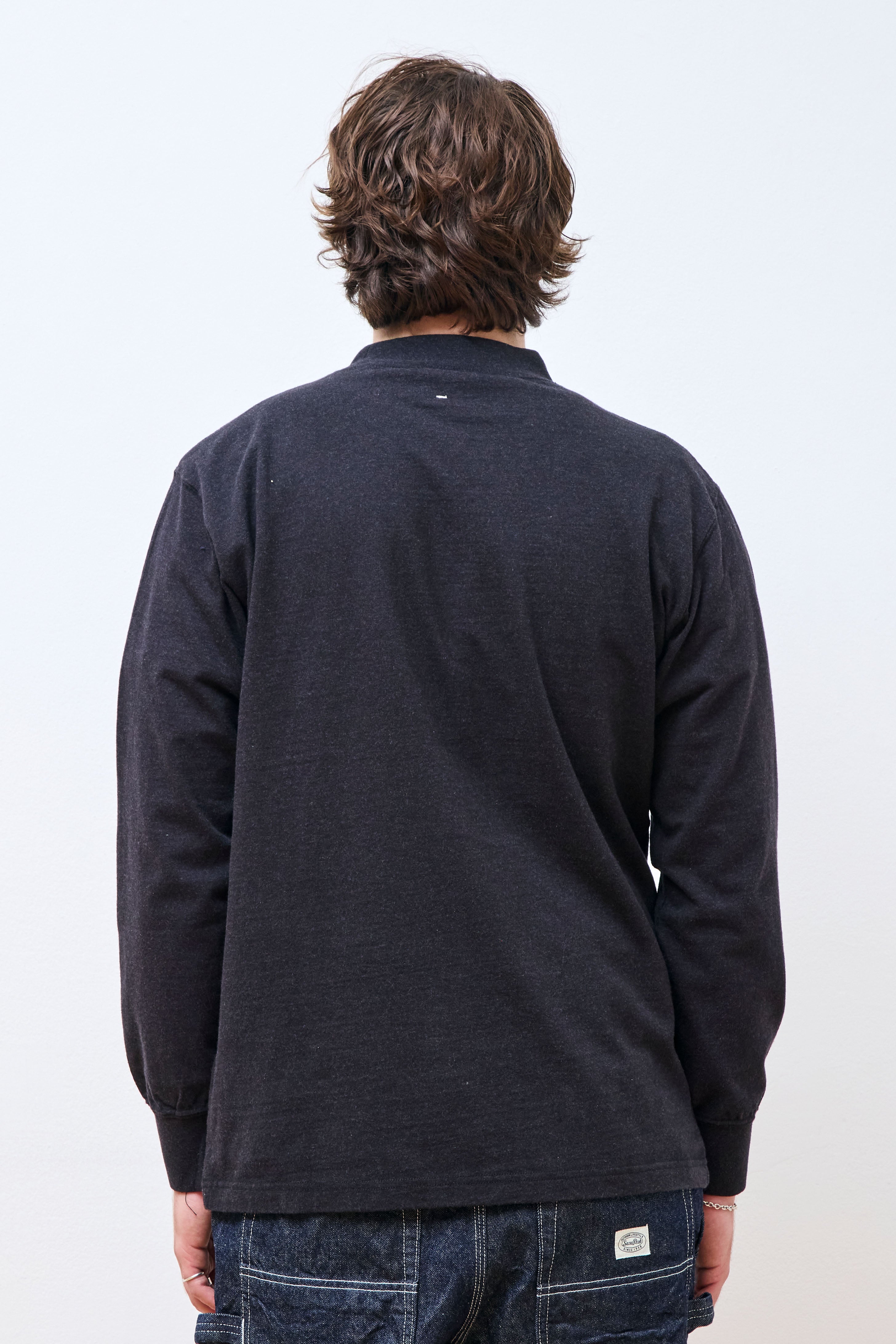 Recycled Cotton Heavy Mockneck LS T shirt Black