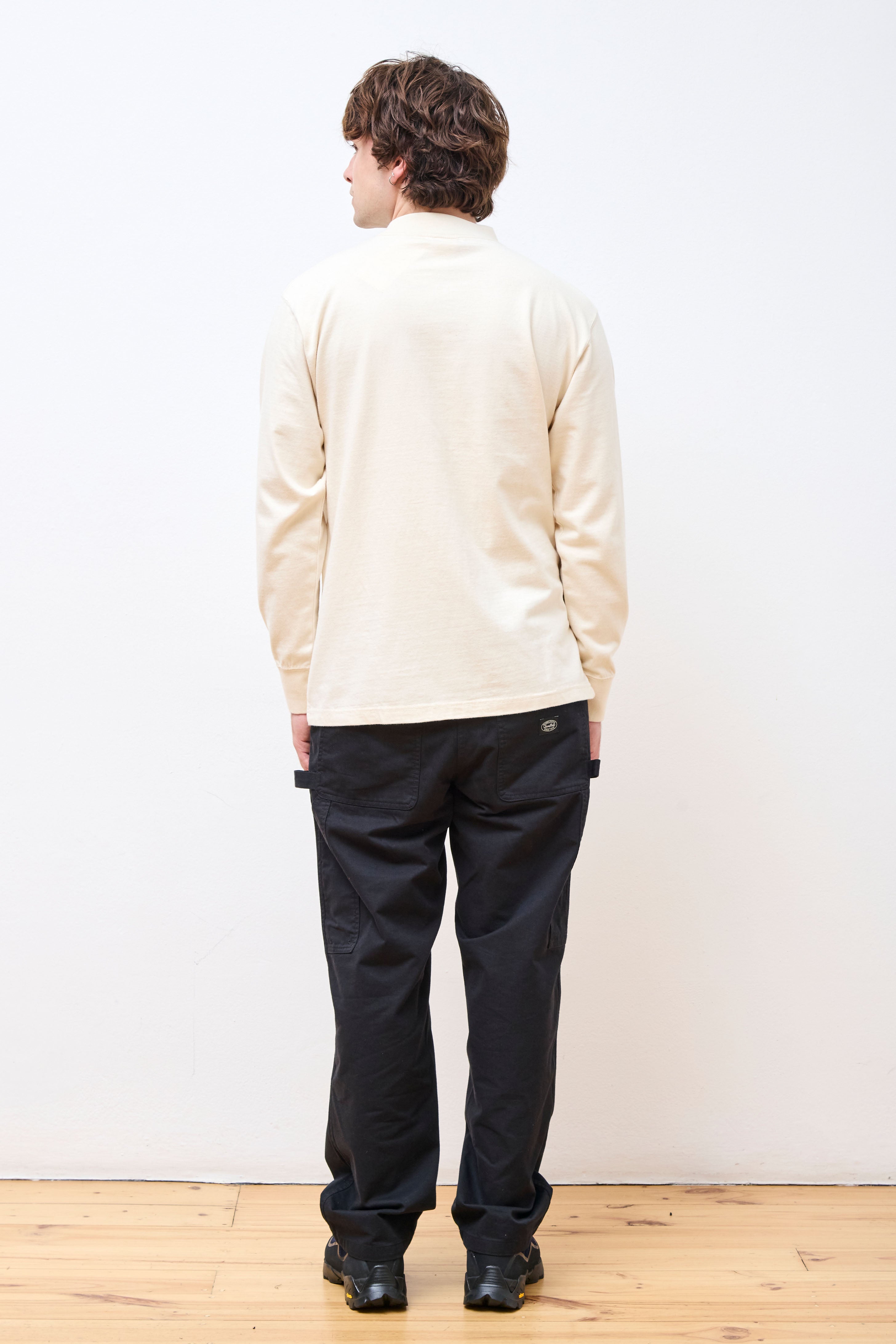 Recycled Cotton Heavy Mockneck LS T shirt Ecru