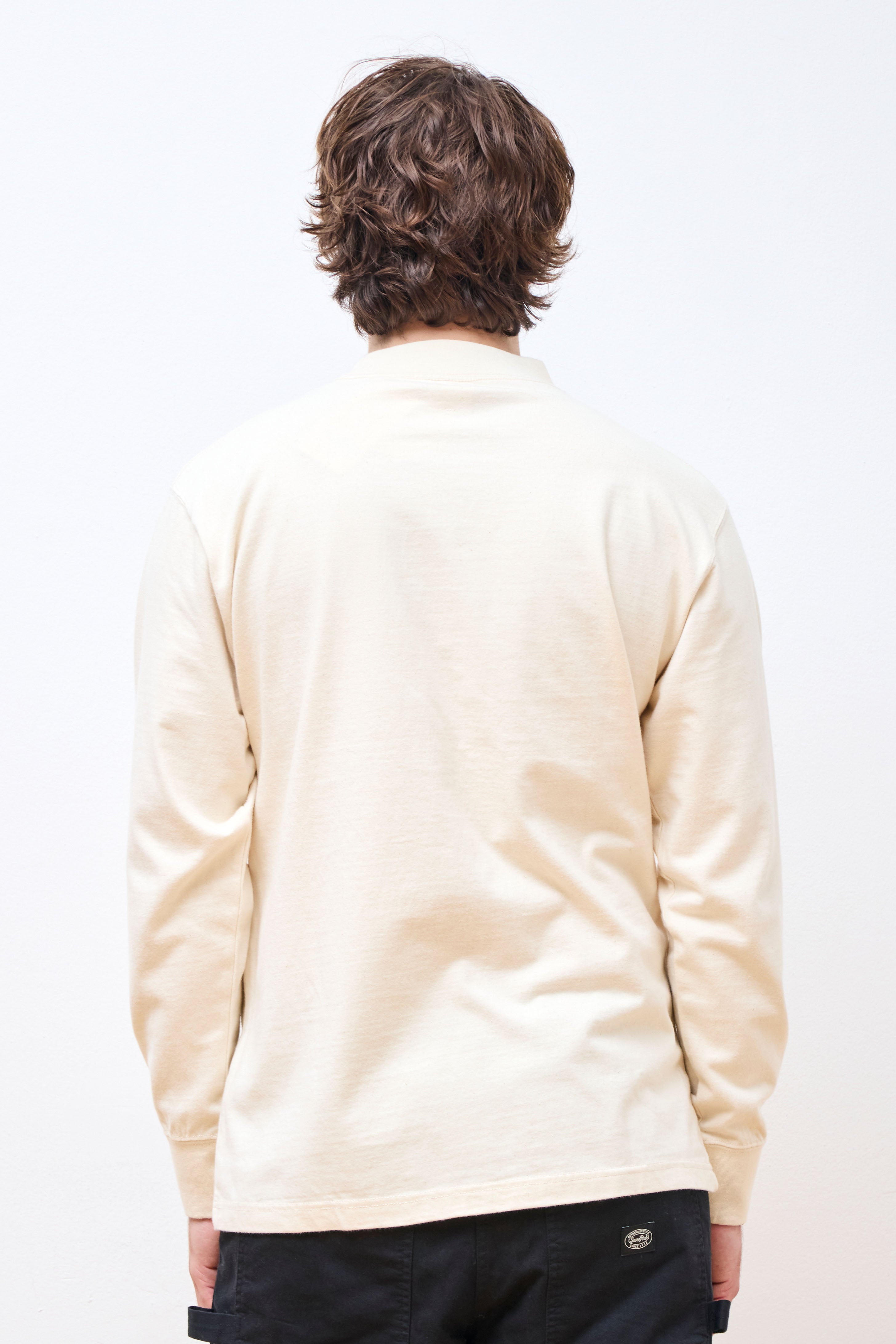 Recycled Cotton Heavy Mockneck LS T shirt Ecru