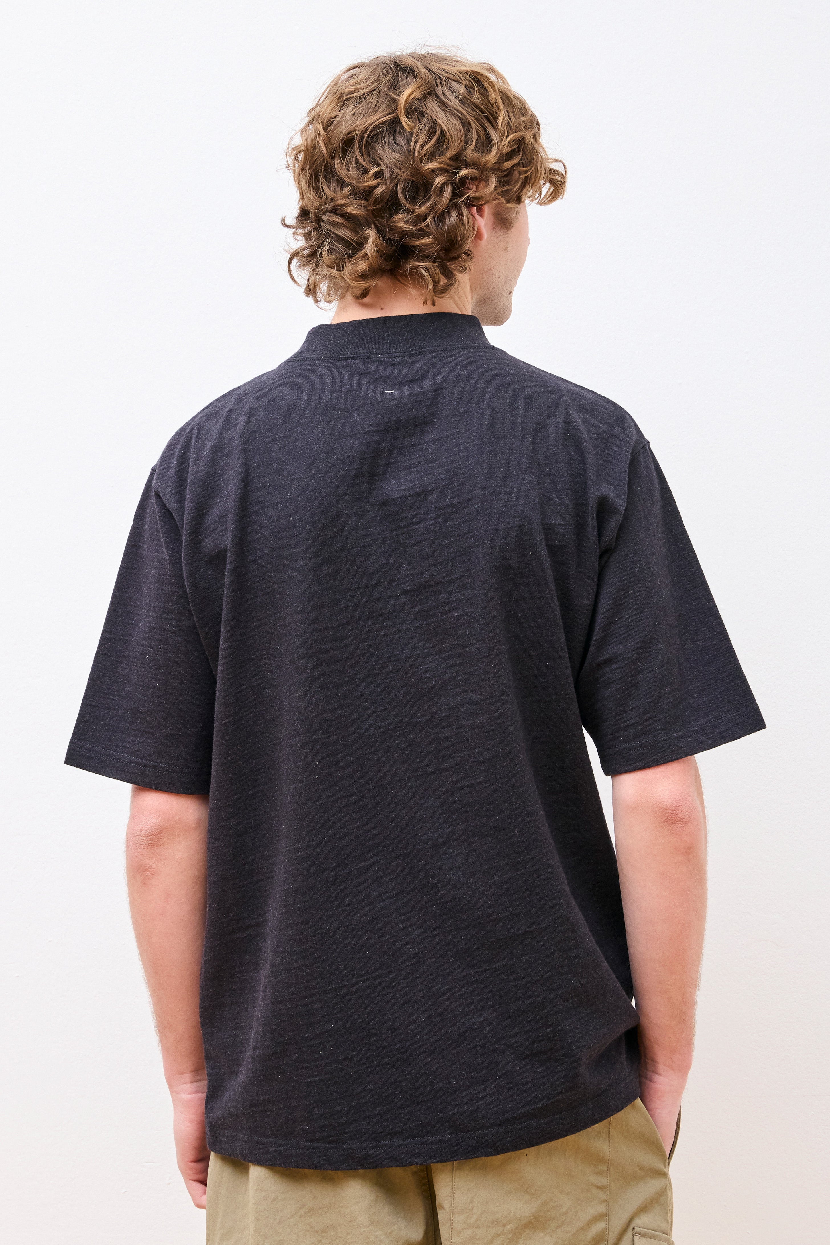 Recycled Cotton Mockneck T-Shirt Black