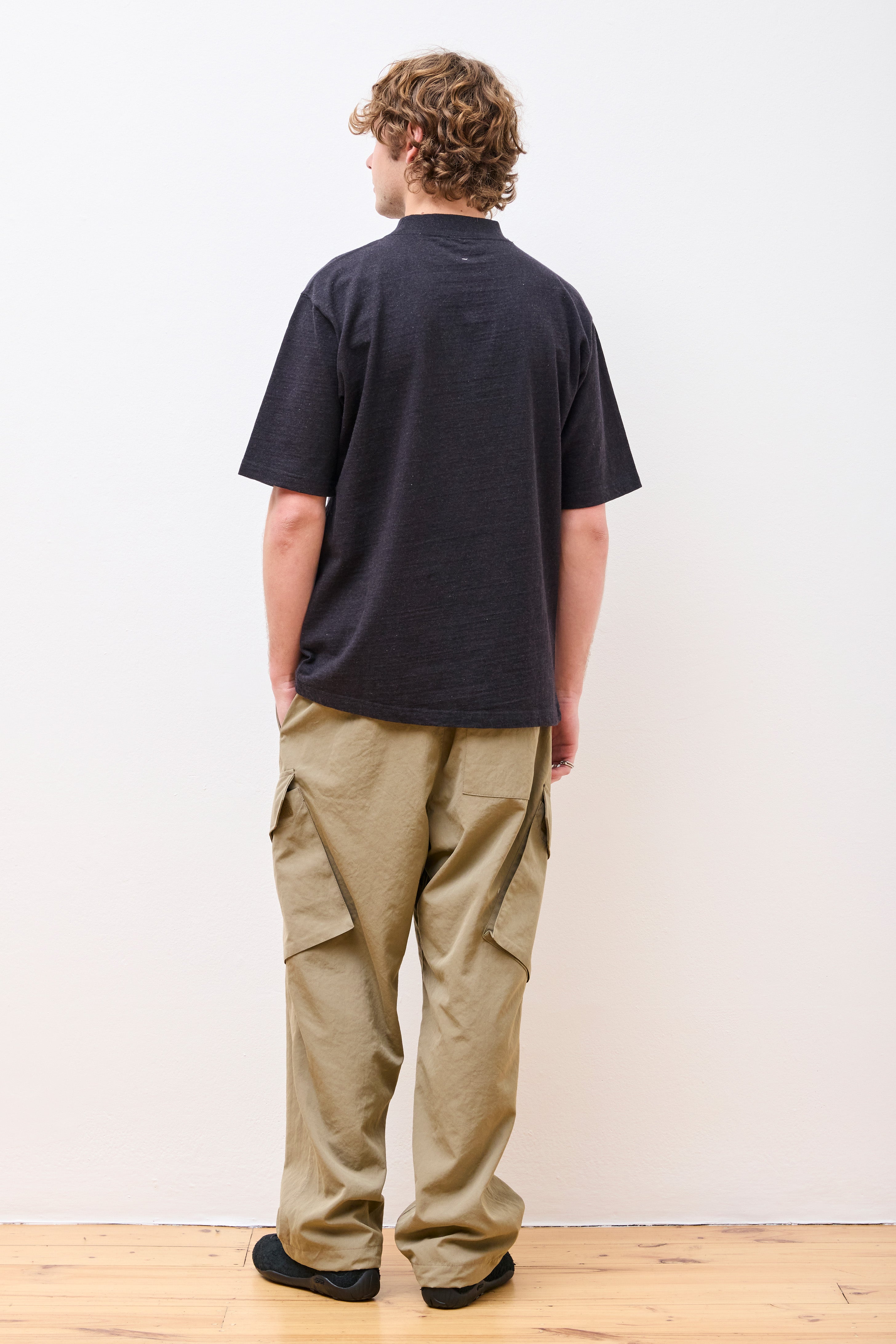 Recycled Cotton Mockneck T-Shirt Black