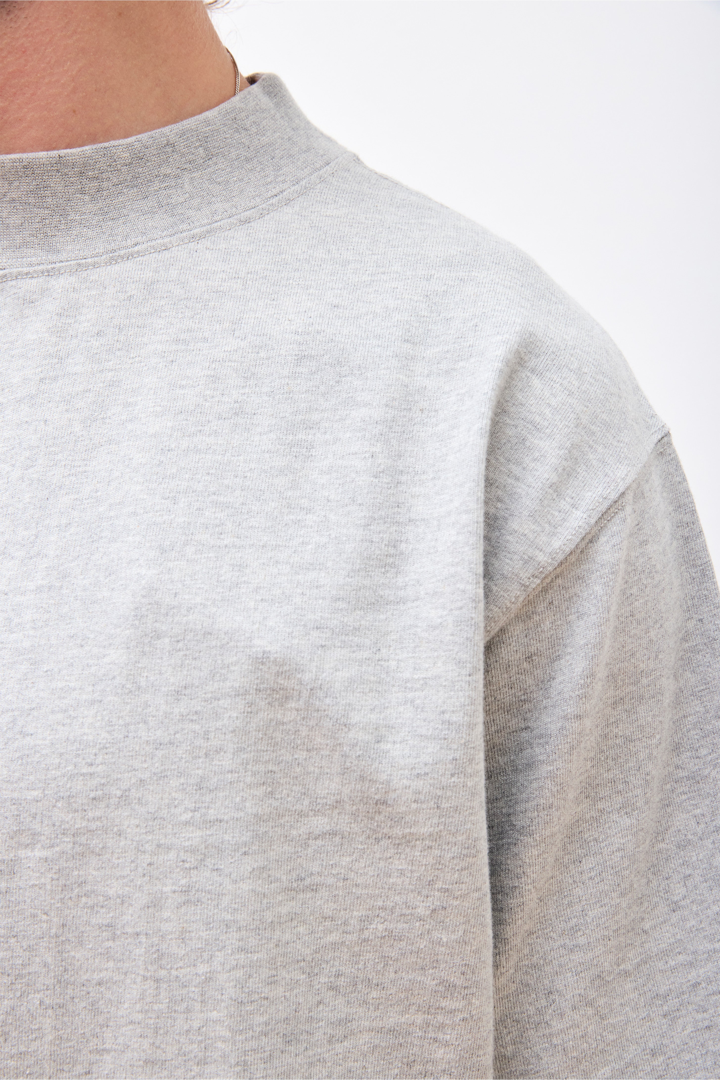 Recycled Cotton Mockneck T-Shirt M.Grey