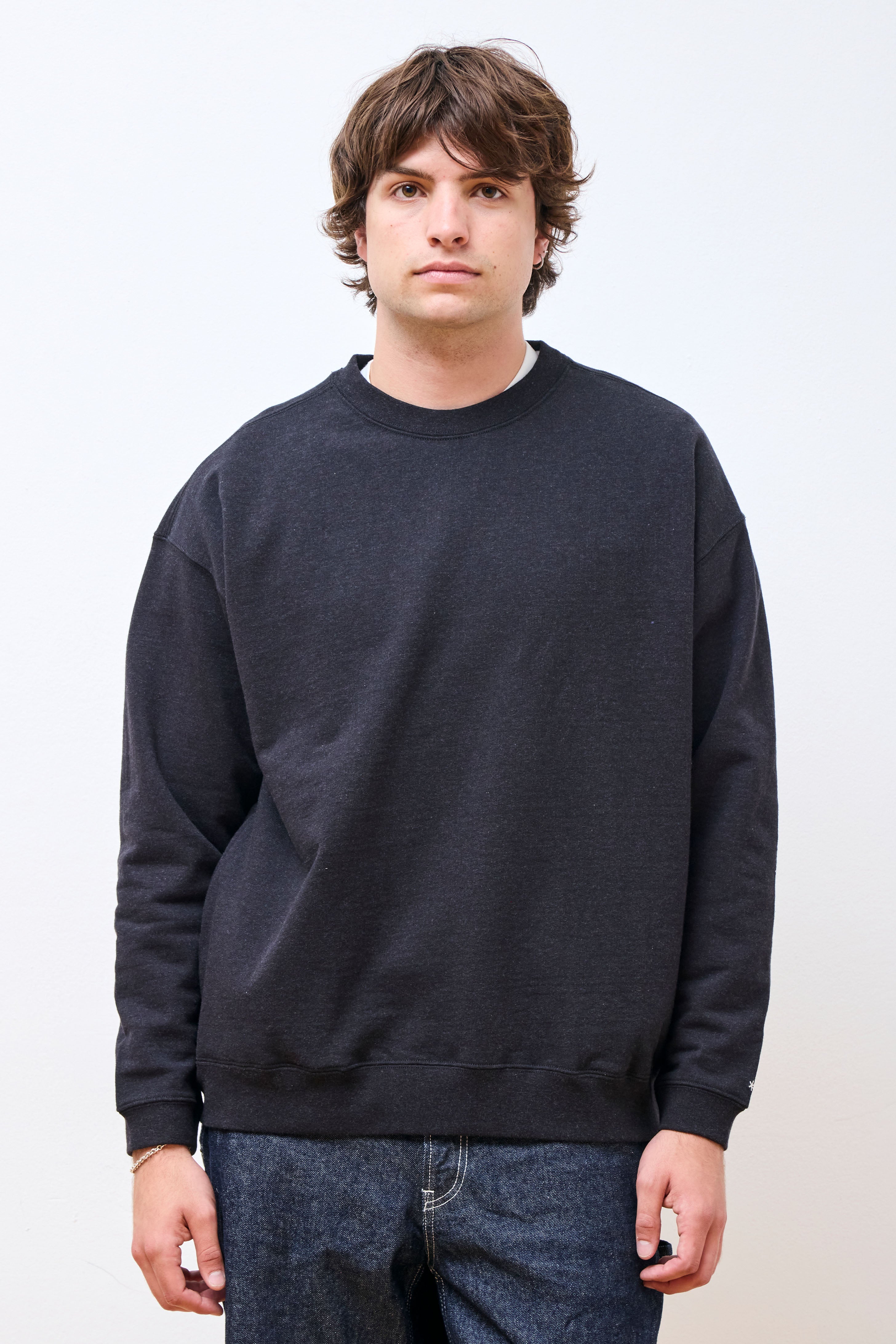 Recycled Cotton Sweat Crewneck Black