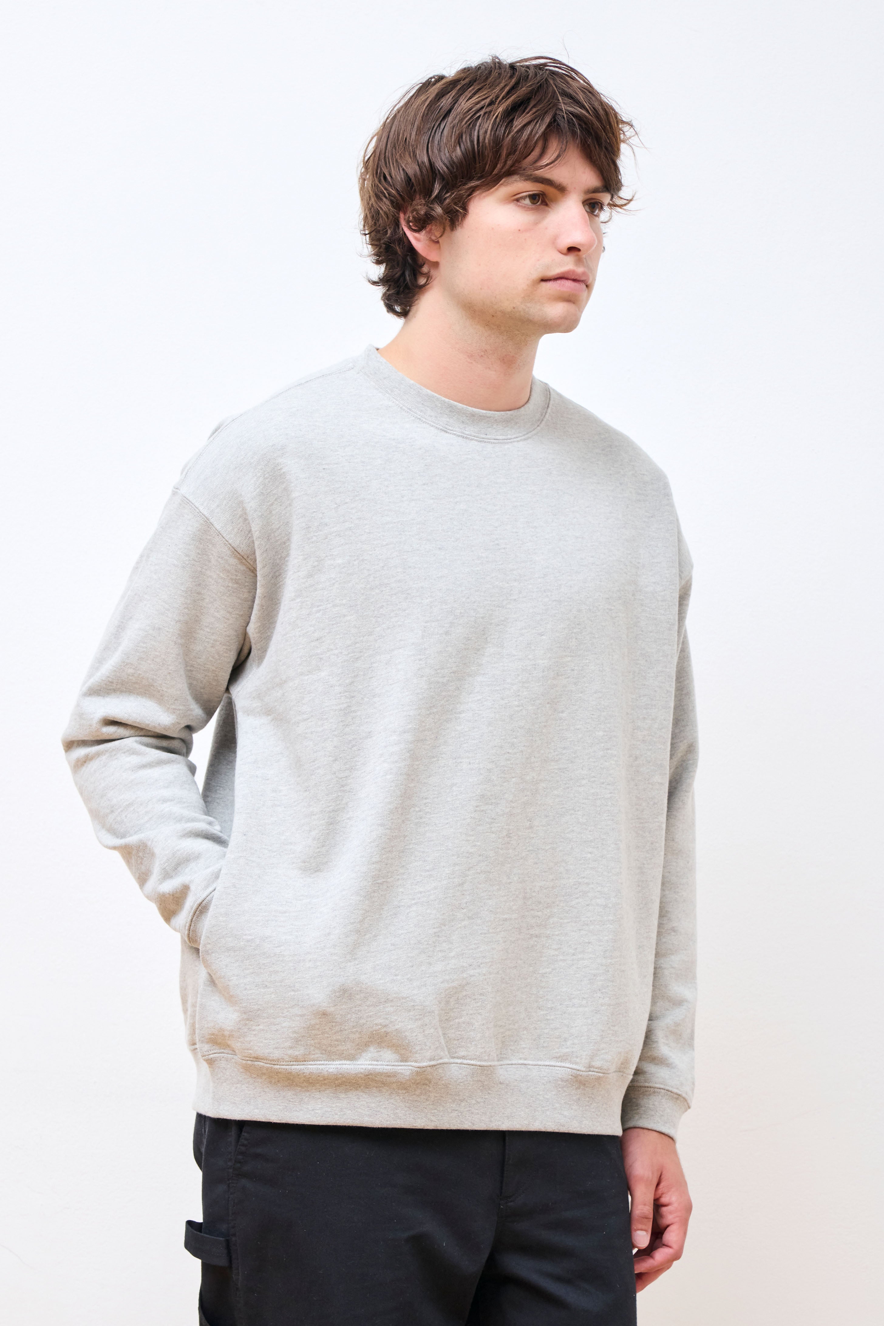 Recycled Cotton Sweat Crewneck M.Grey