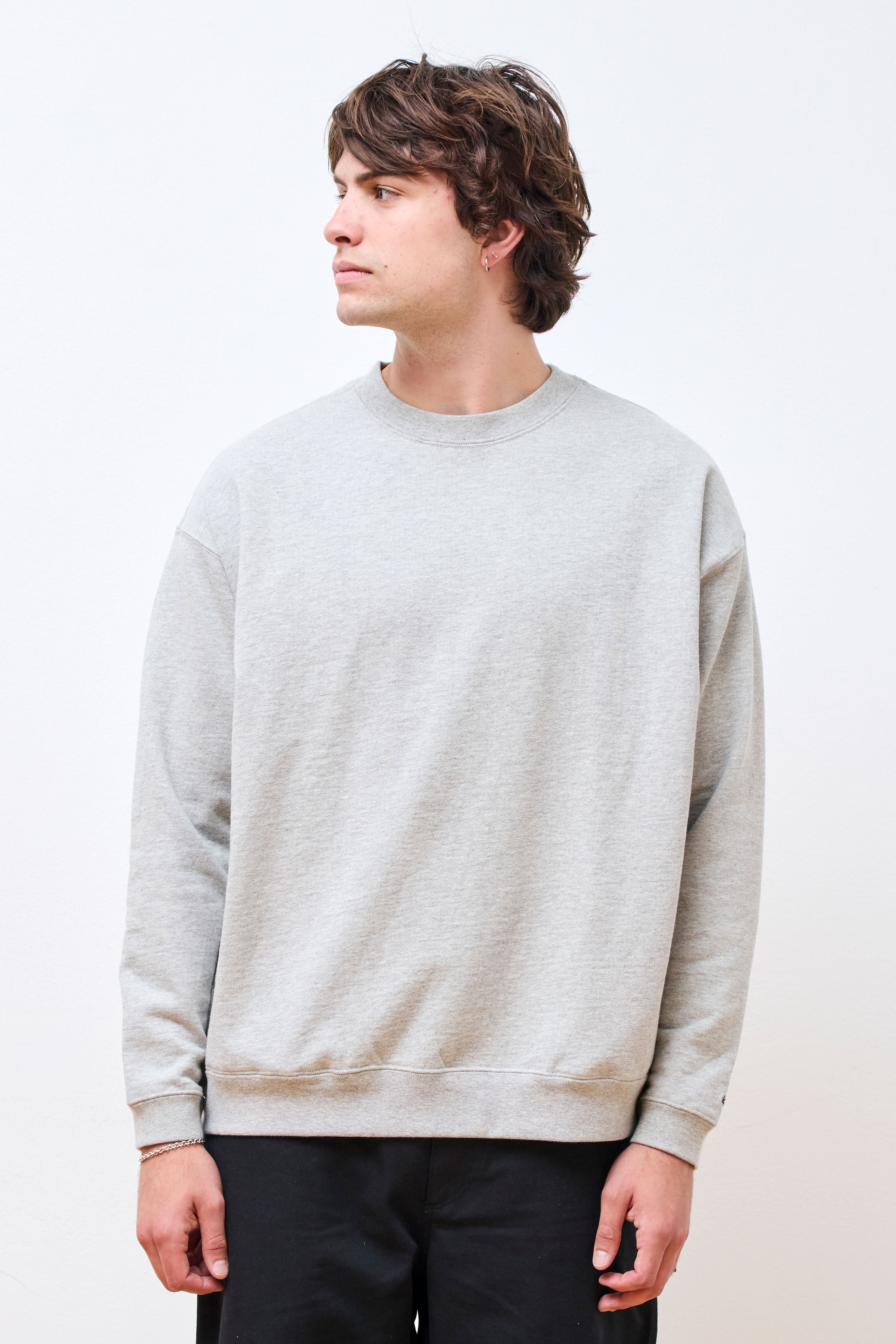 Recycled Cotton Sweat Crewneck M.Grey