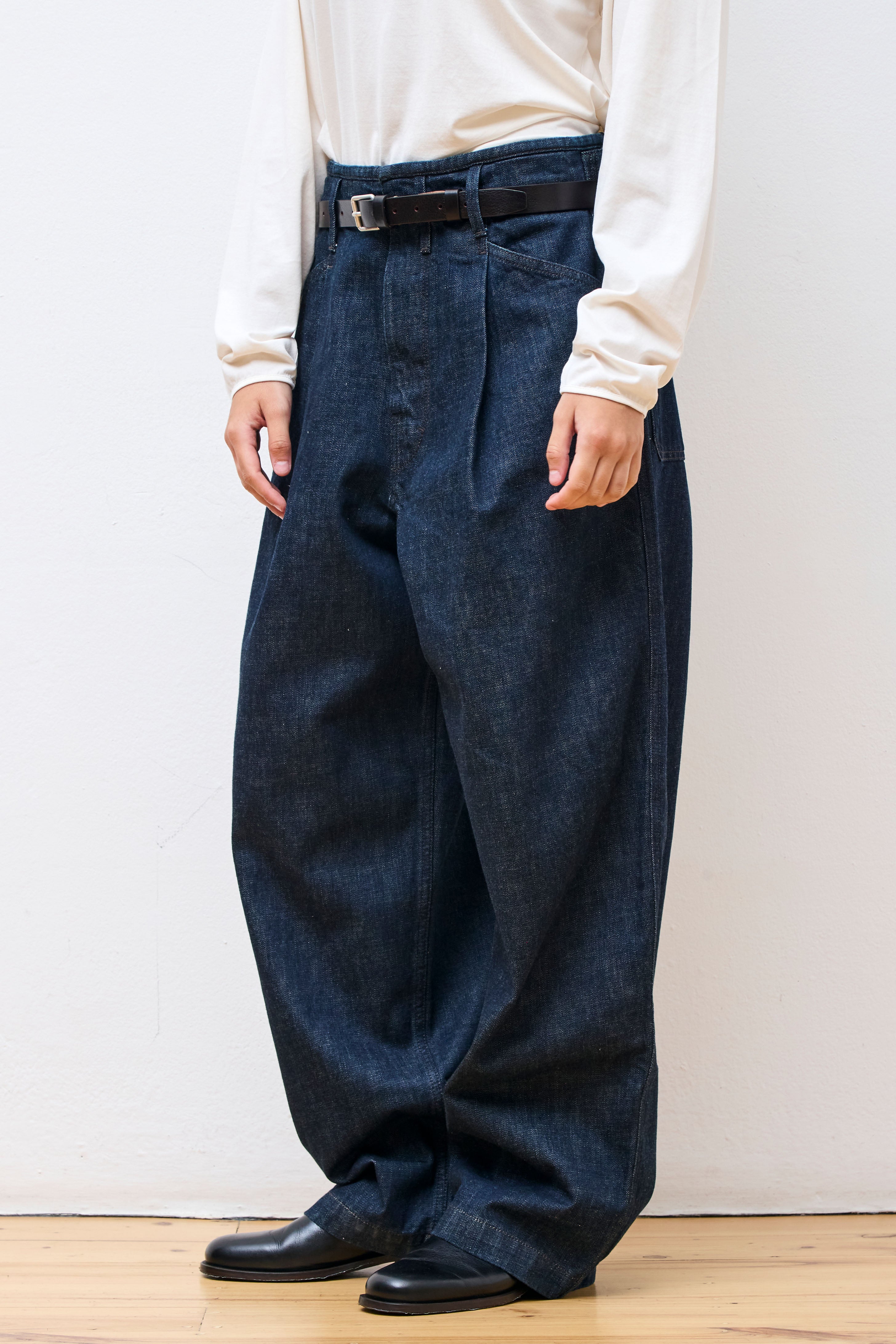 Pleated Workwear Pants Denim Indigo