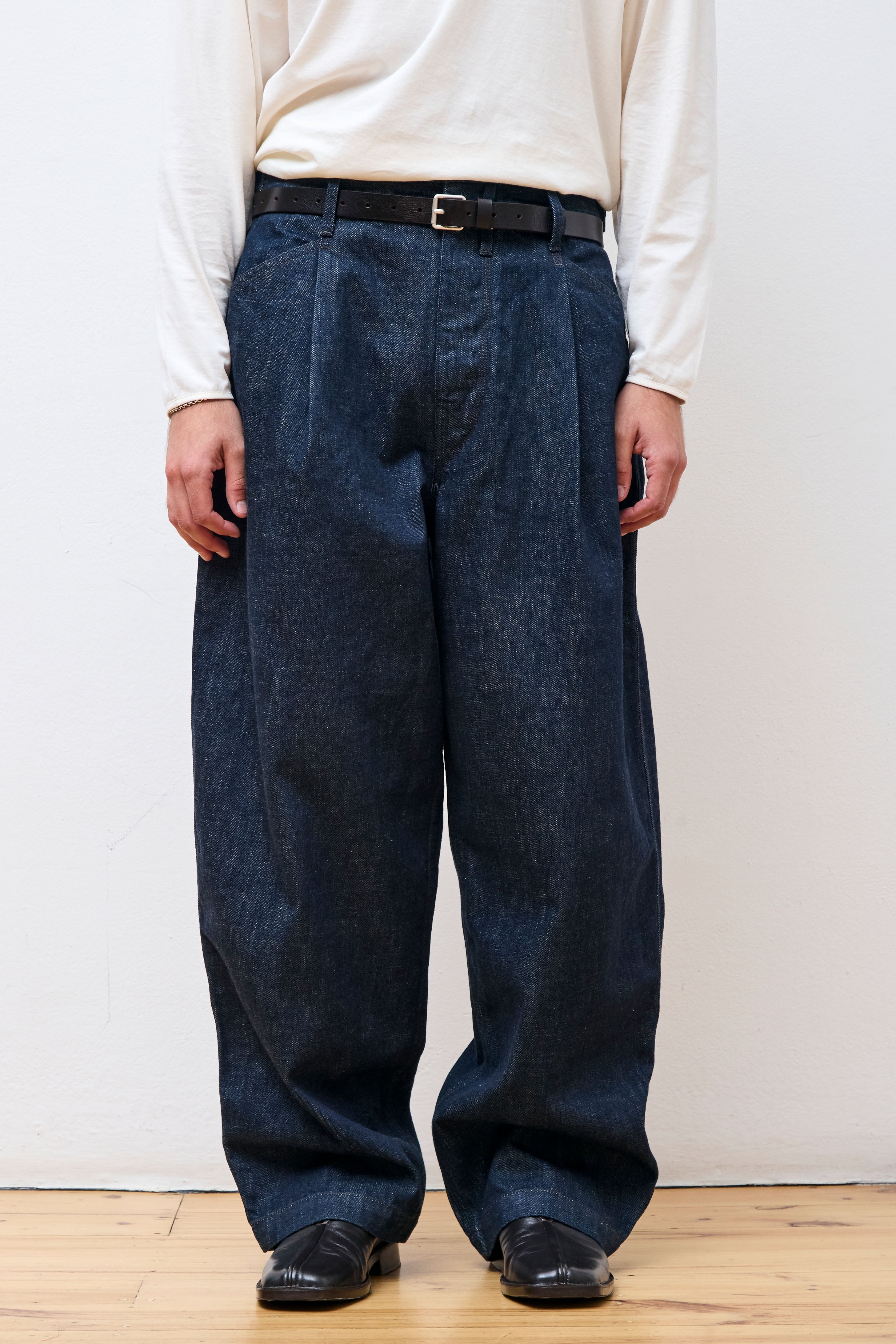 Pleated Workwear Pants Denim Indigo