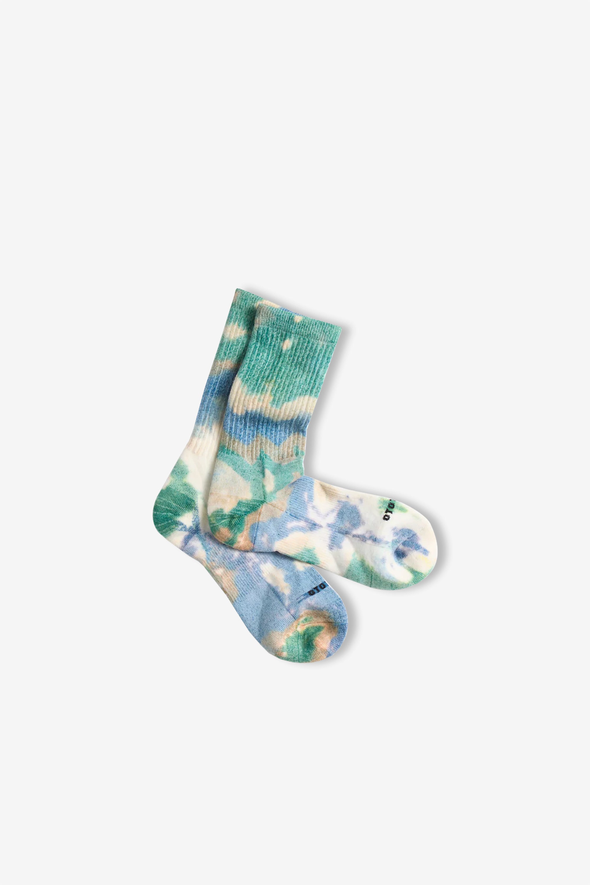 All Rounder Merino Crew Tie Dye Green/Blue