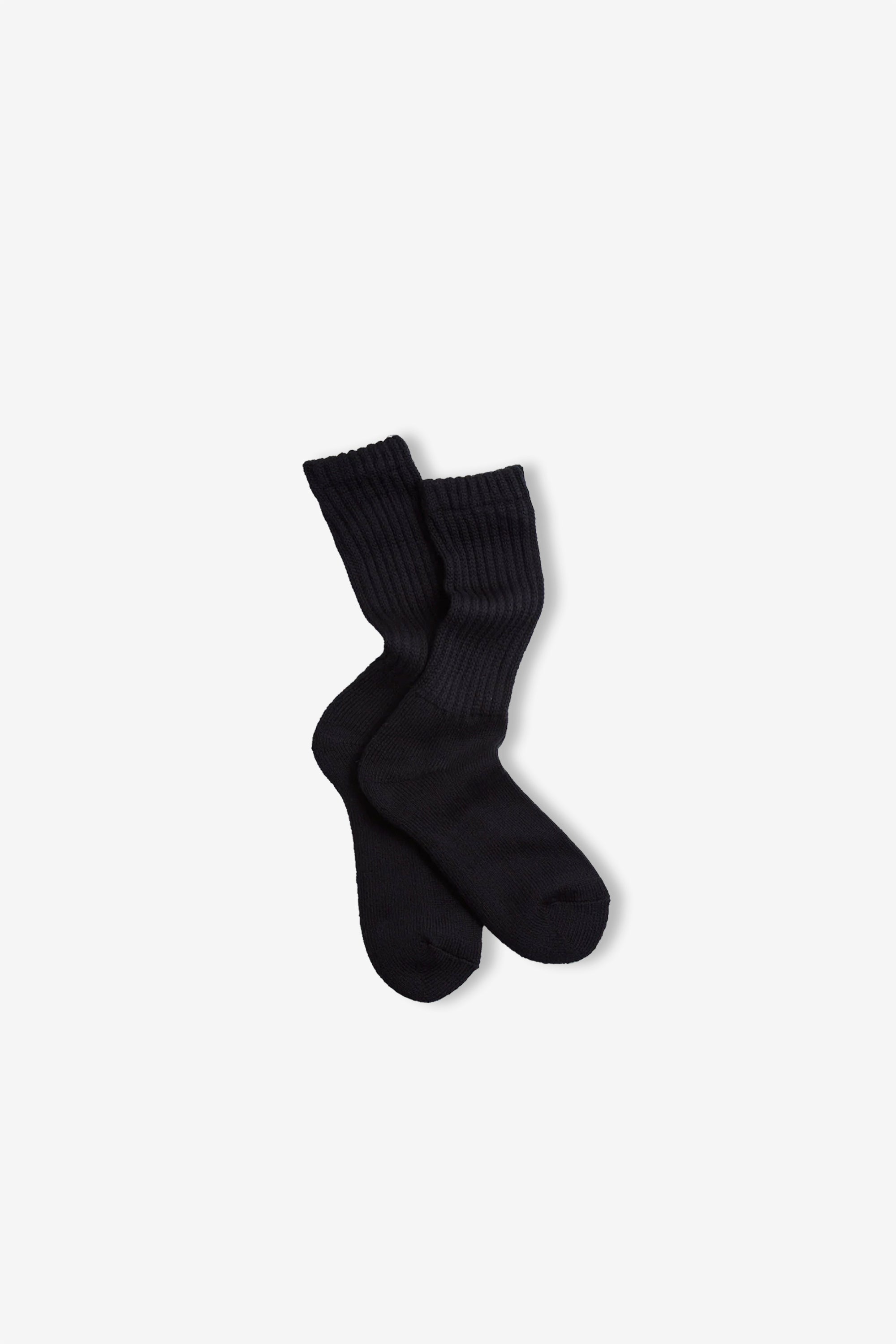 Loose Pile Crew Socks Black