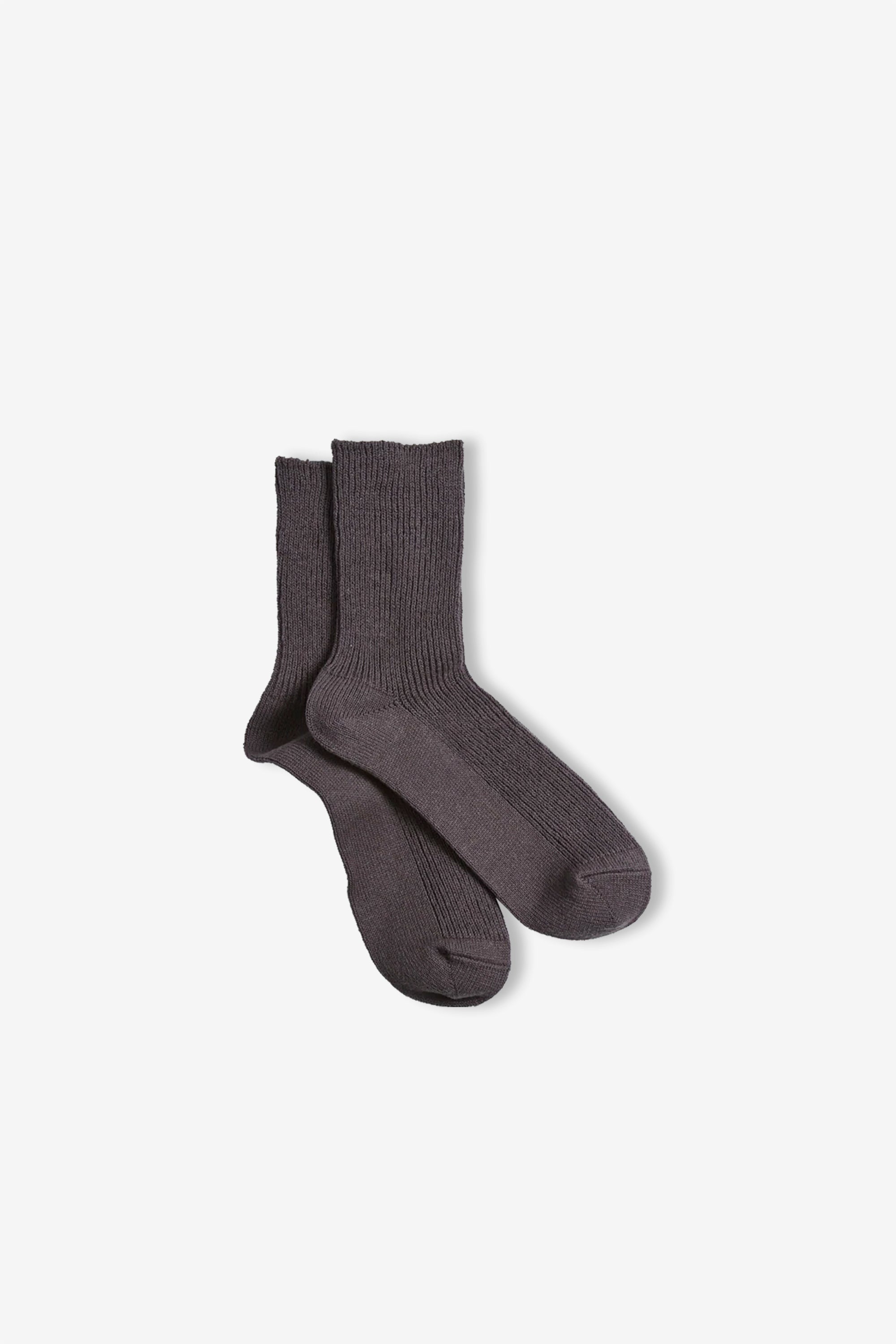 Washi Cotton Rib Crew Socks D.Gray