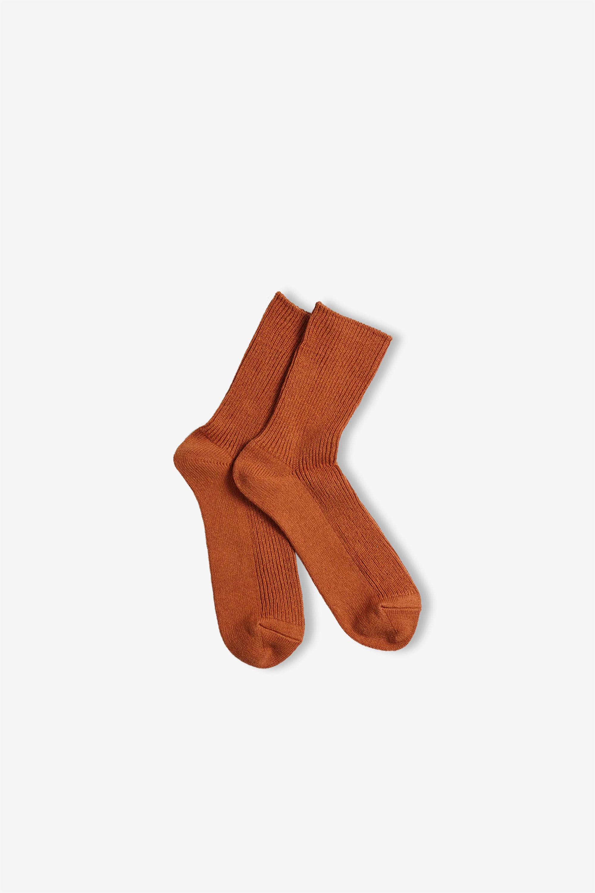 Washi Cotton Rib Crew Socks D.Orange