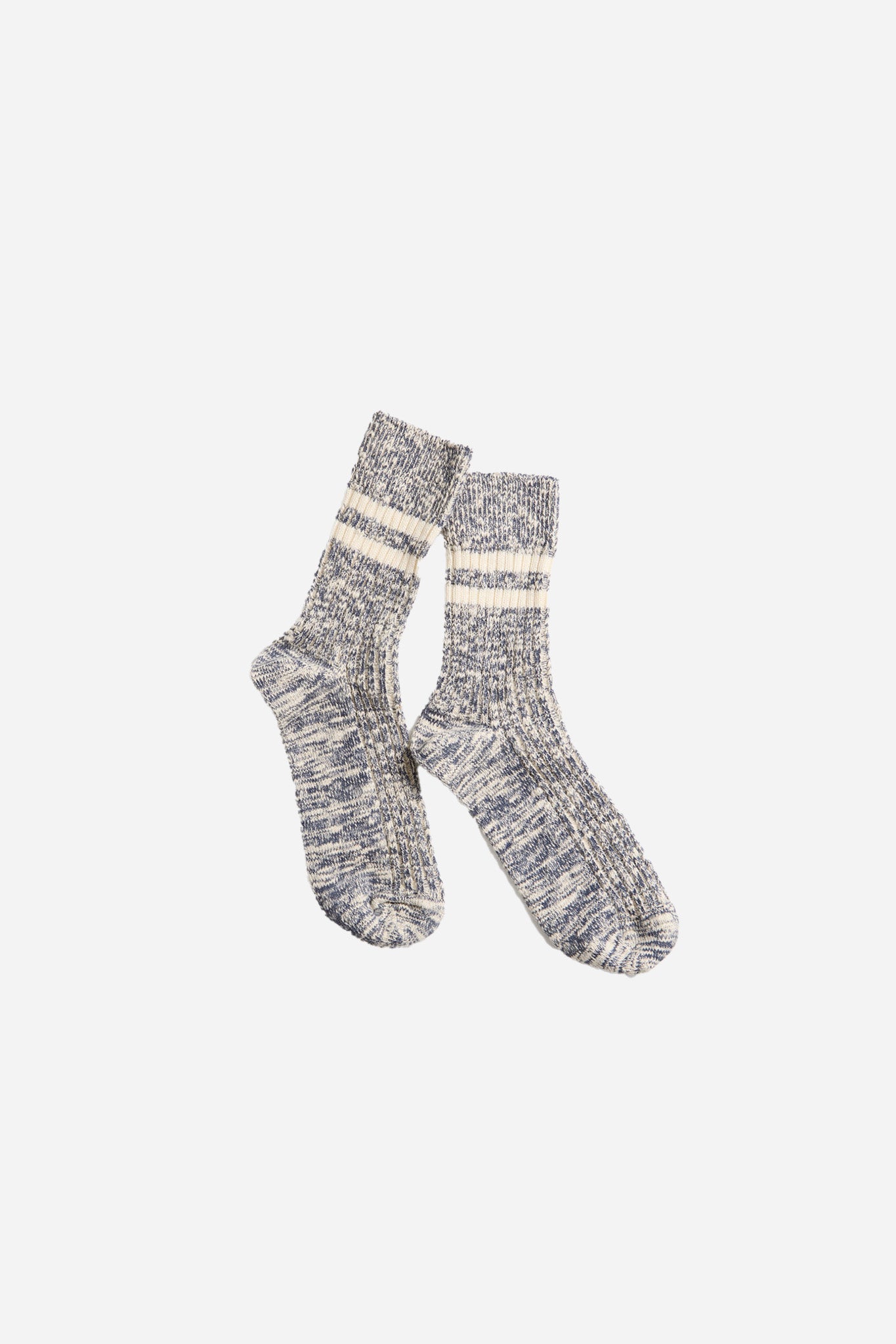 Cotton Slub Stripe Socks Navy