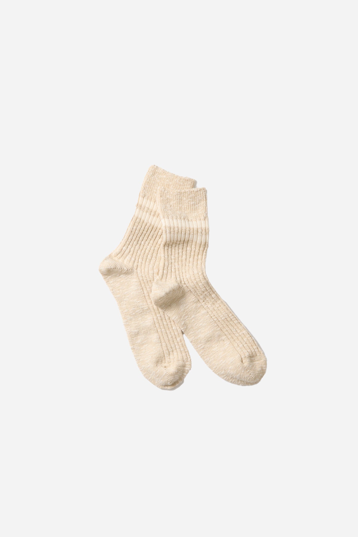 Cotton Slub Stripe Socks Raw Beige