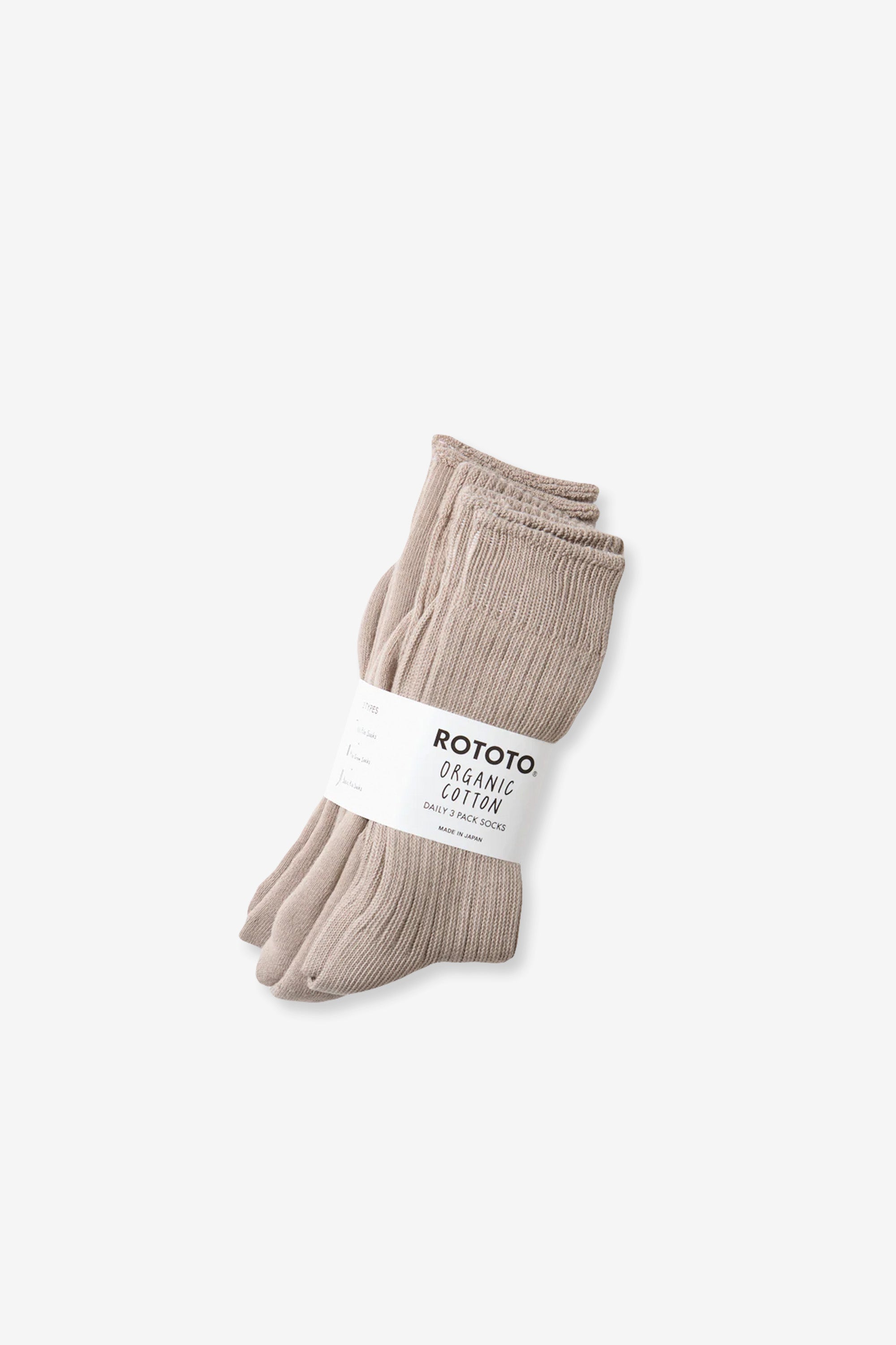 Organic Daily 3 Pack Crew Socks Grayge