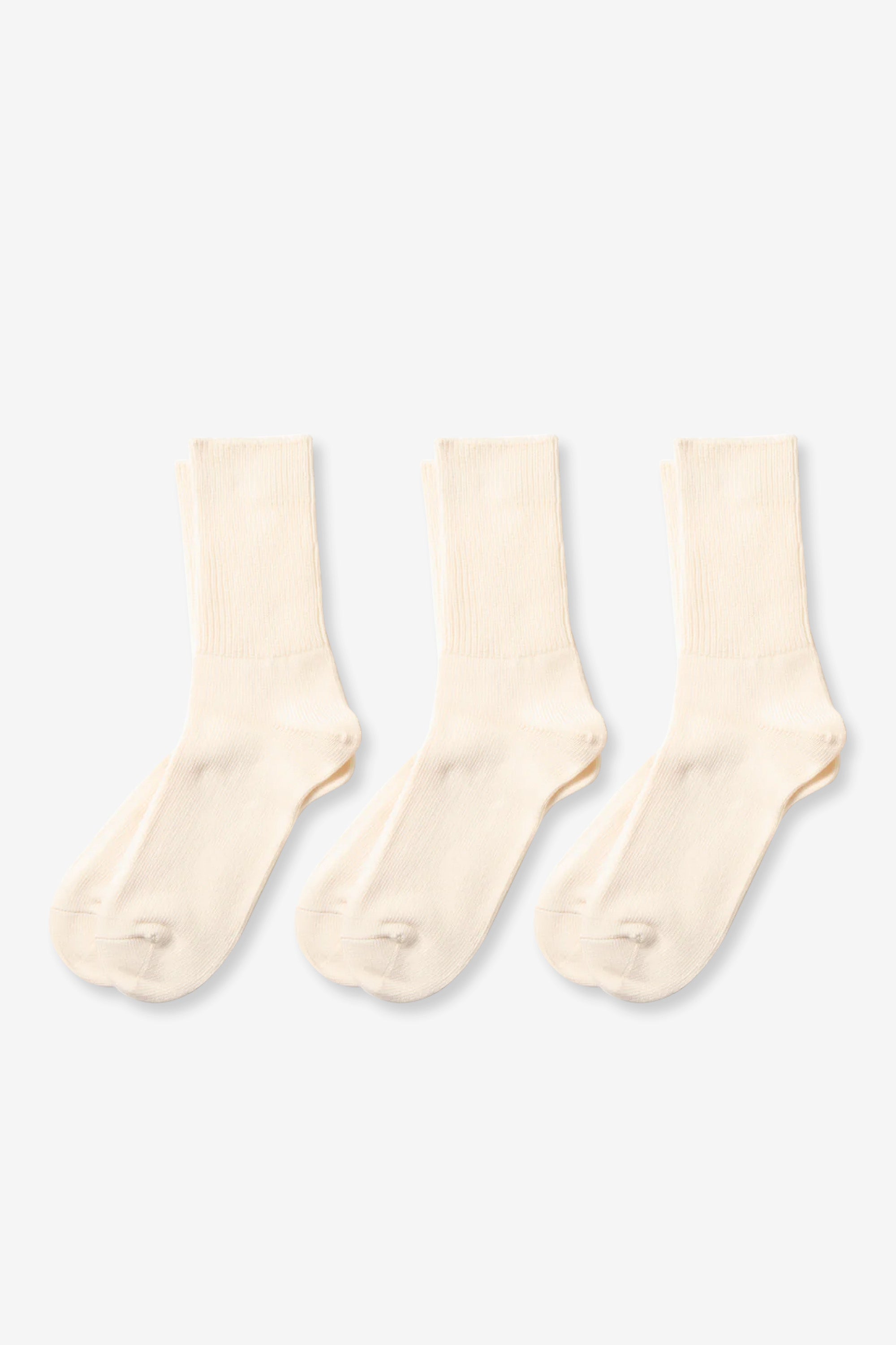 Organic Daily 3 Pack Ribbed Crew Socks Ivory