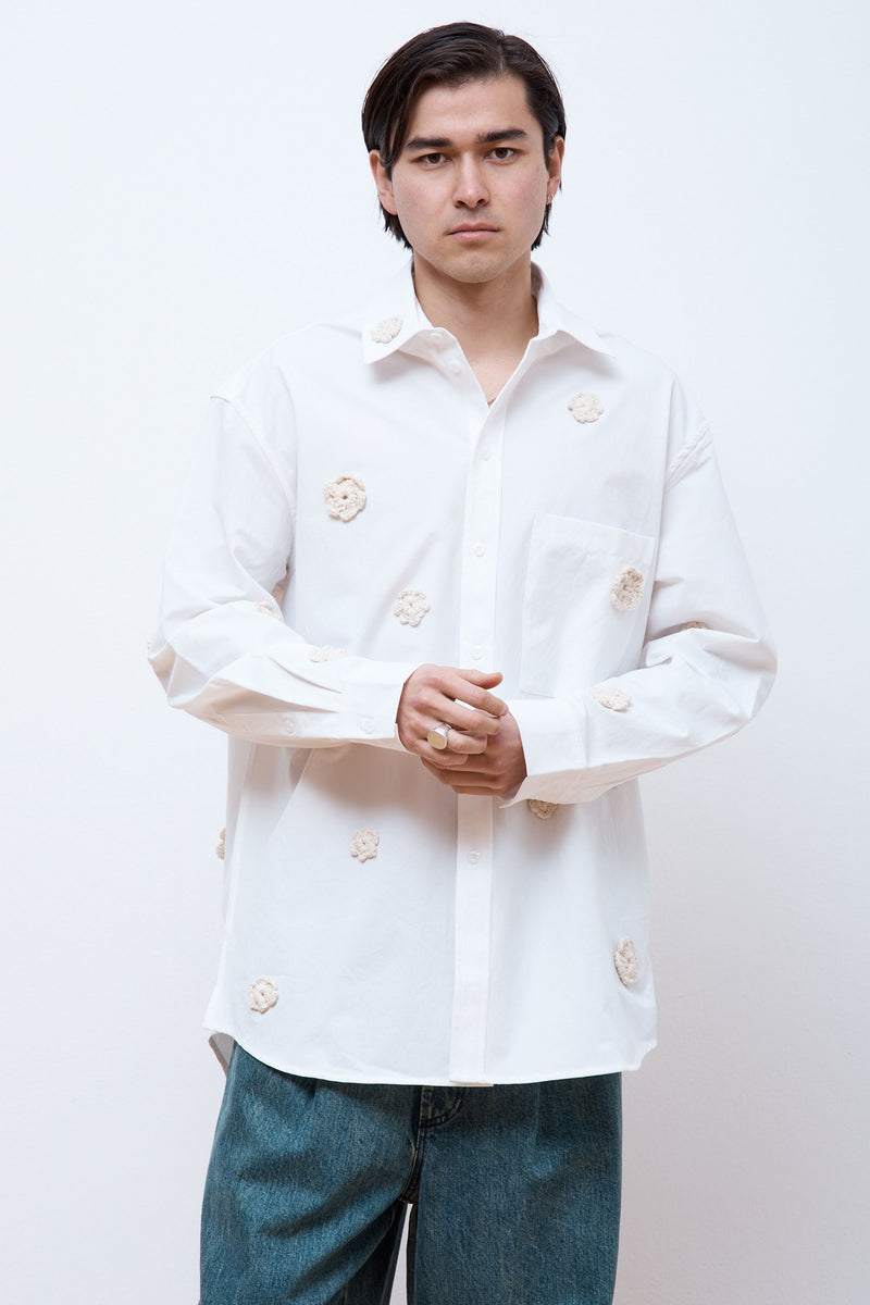 L/S Pleated Box Shirt White