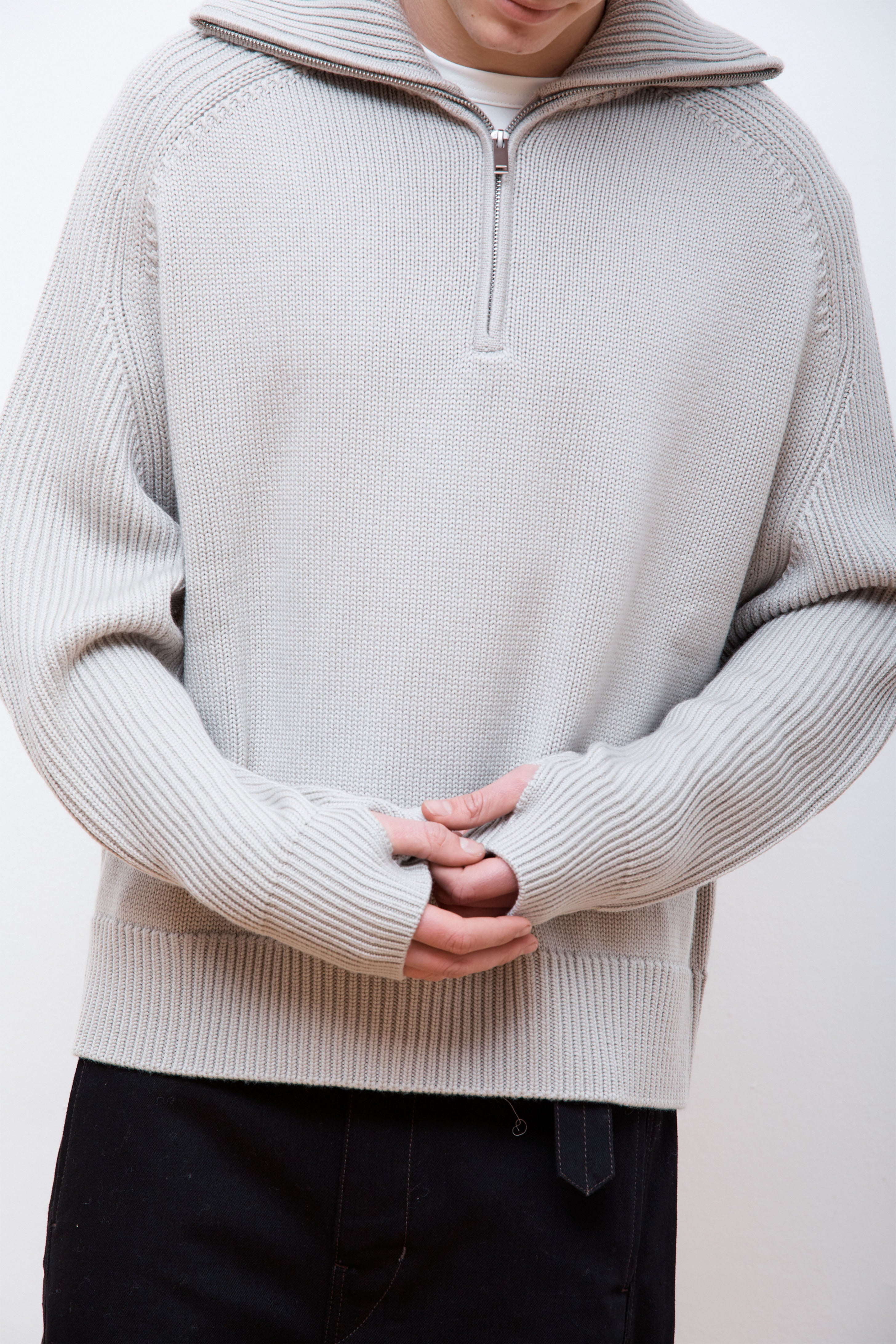 Level Half Zip Knit Pebble