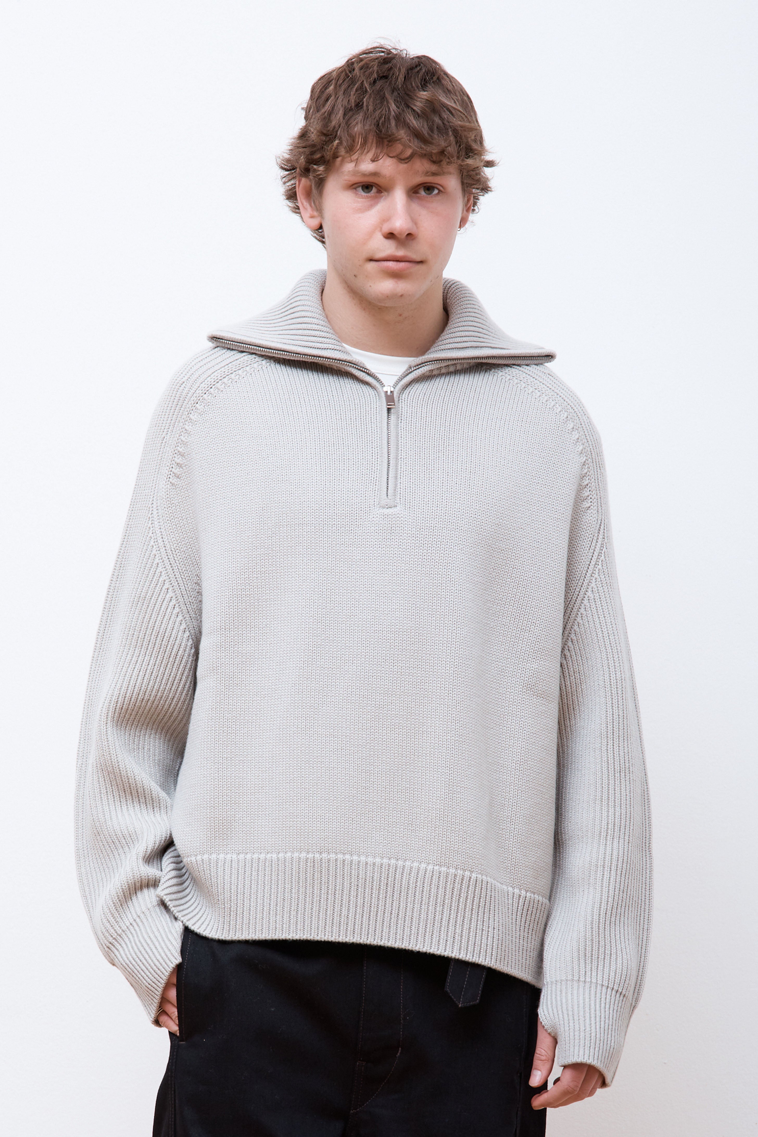 Level Half Zip Knit Pebble