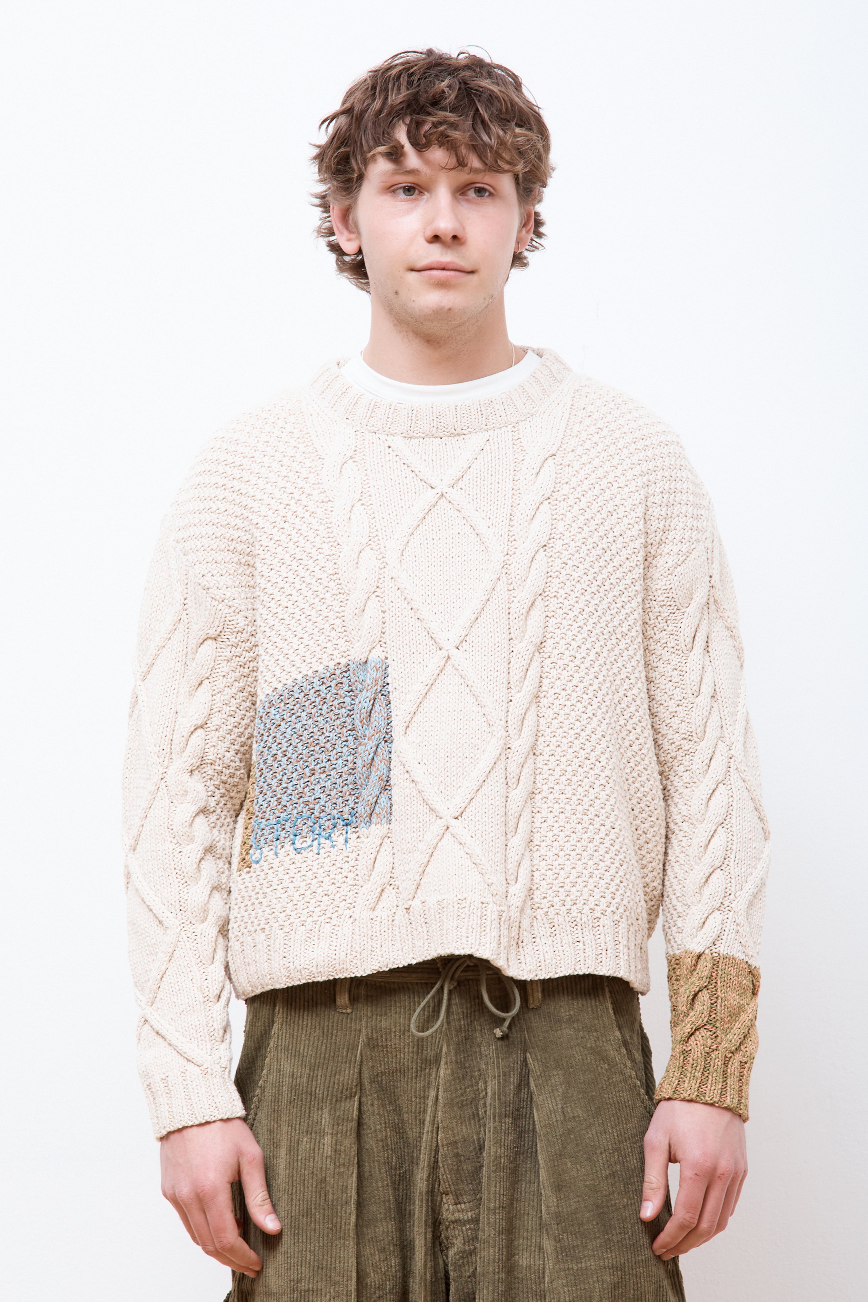 Cable Jumper Ecru Darn-Knit