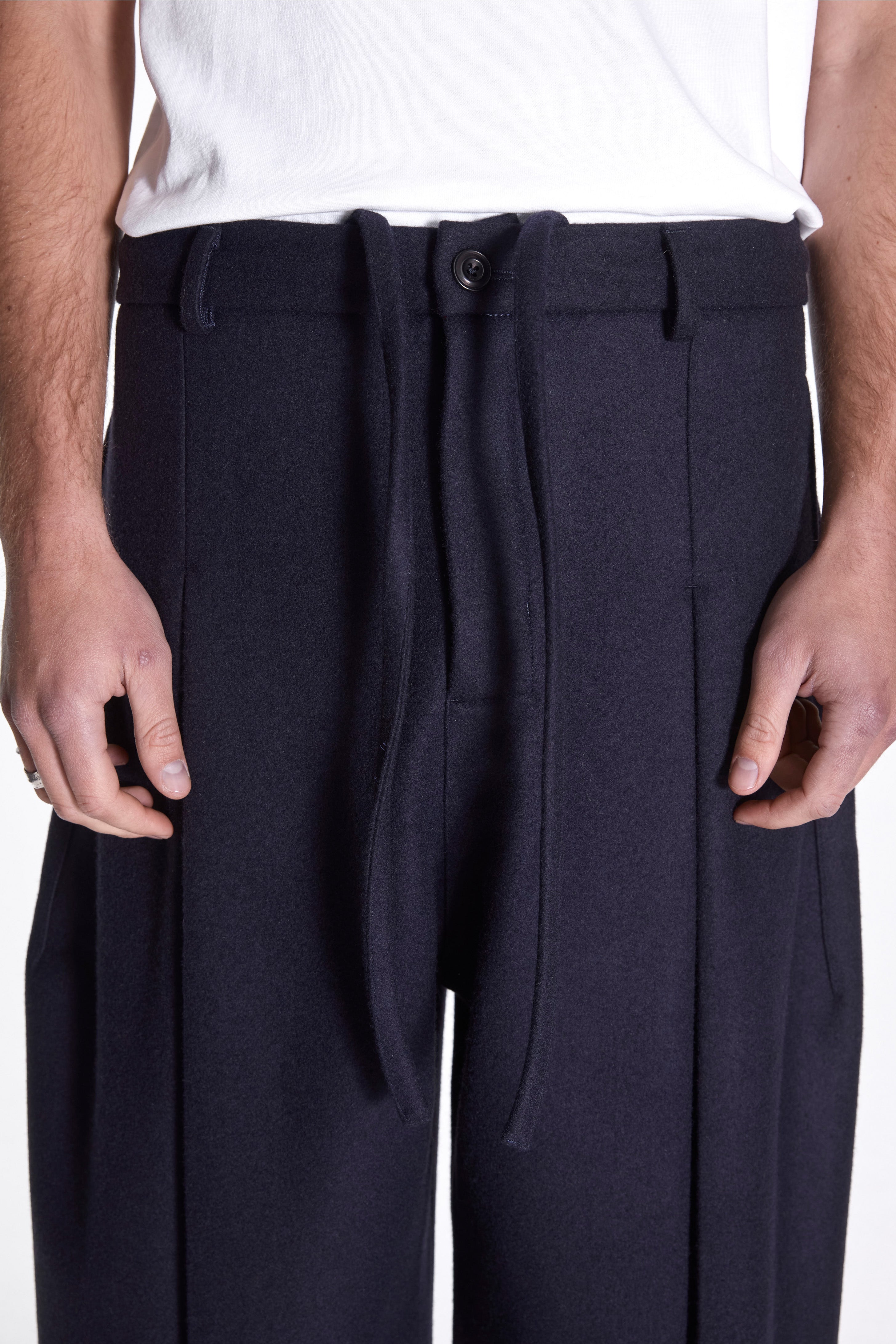 Sage Nation Box Pleat Trouser Dark Navy