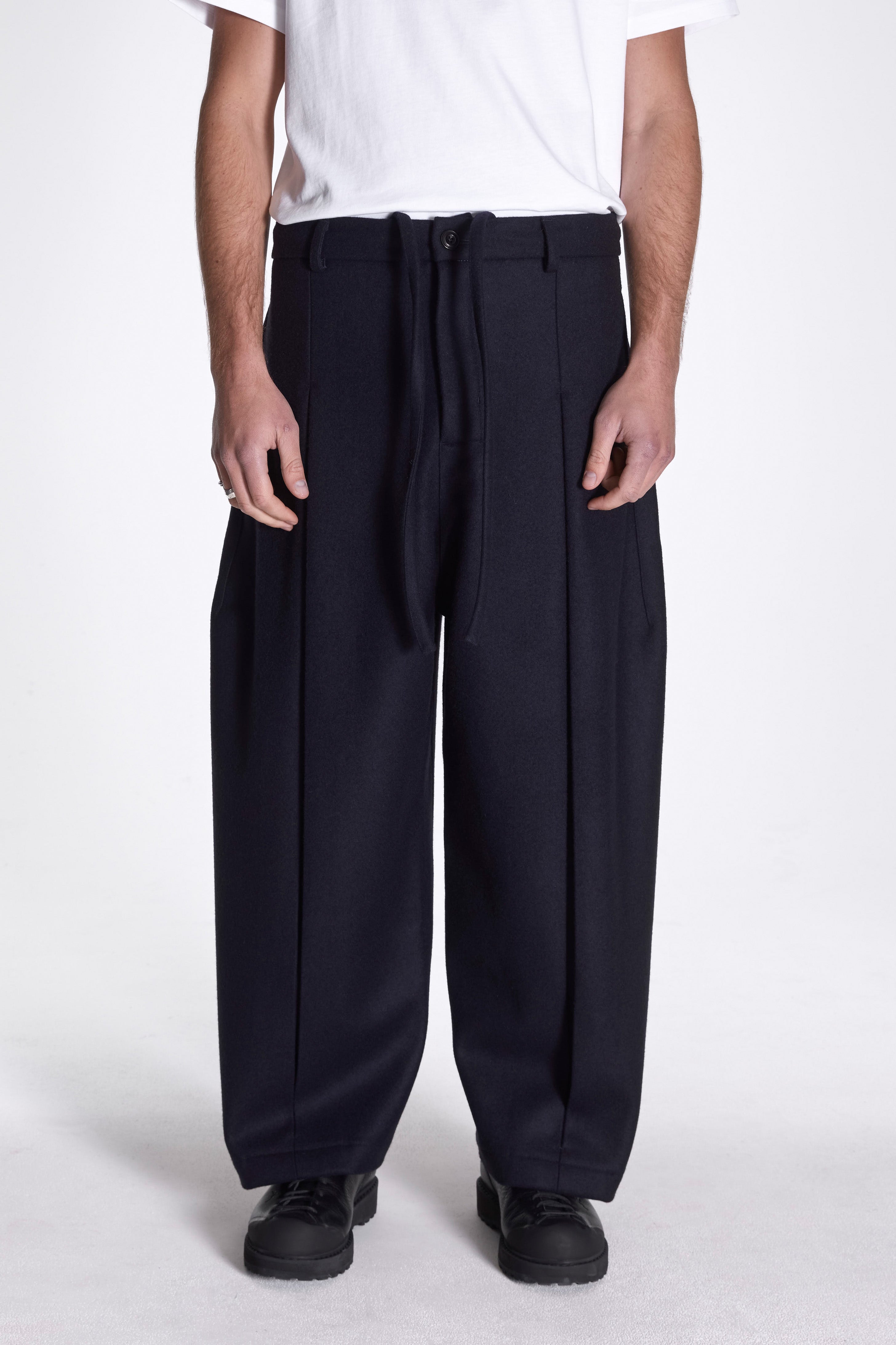 Sage Nation Box Pleat Trouser Dark Navy