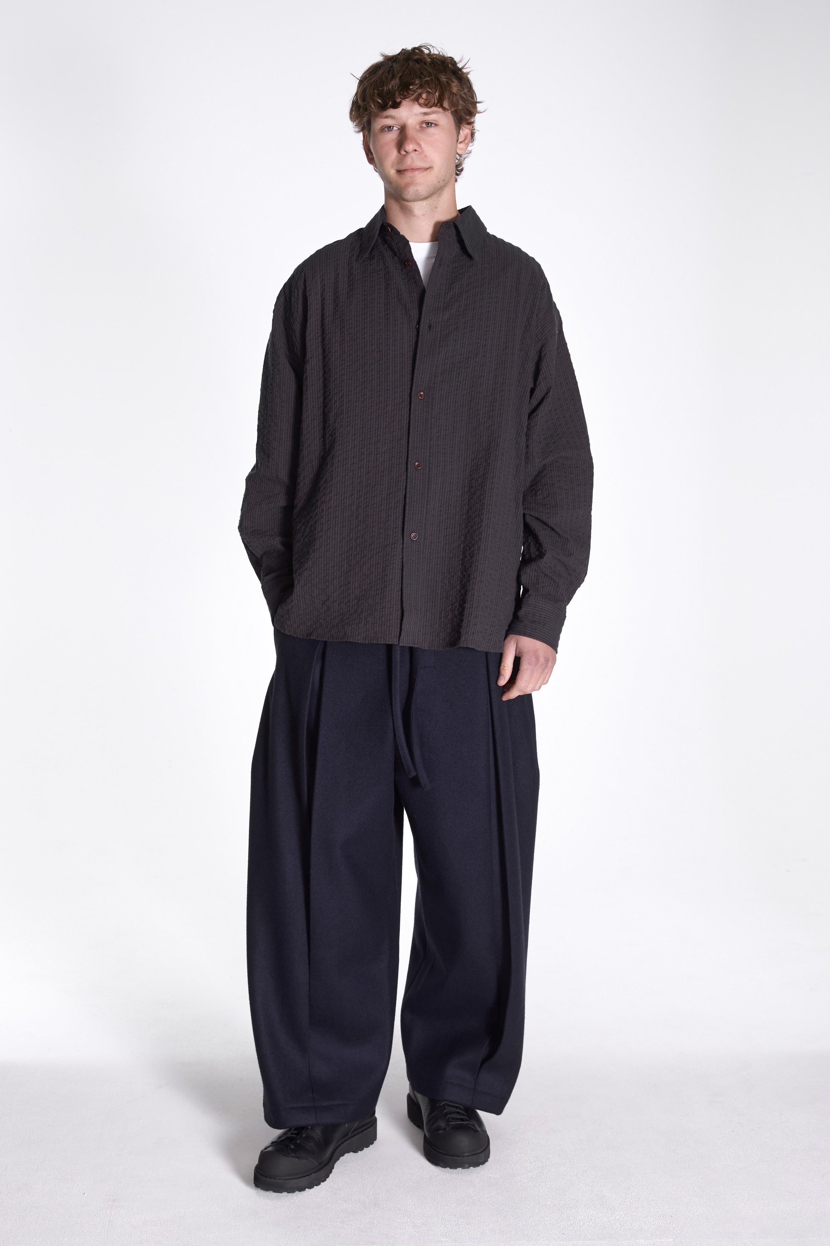 Sage Nation Box Pleat Trouser Dark Navy