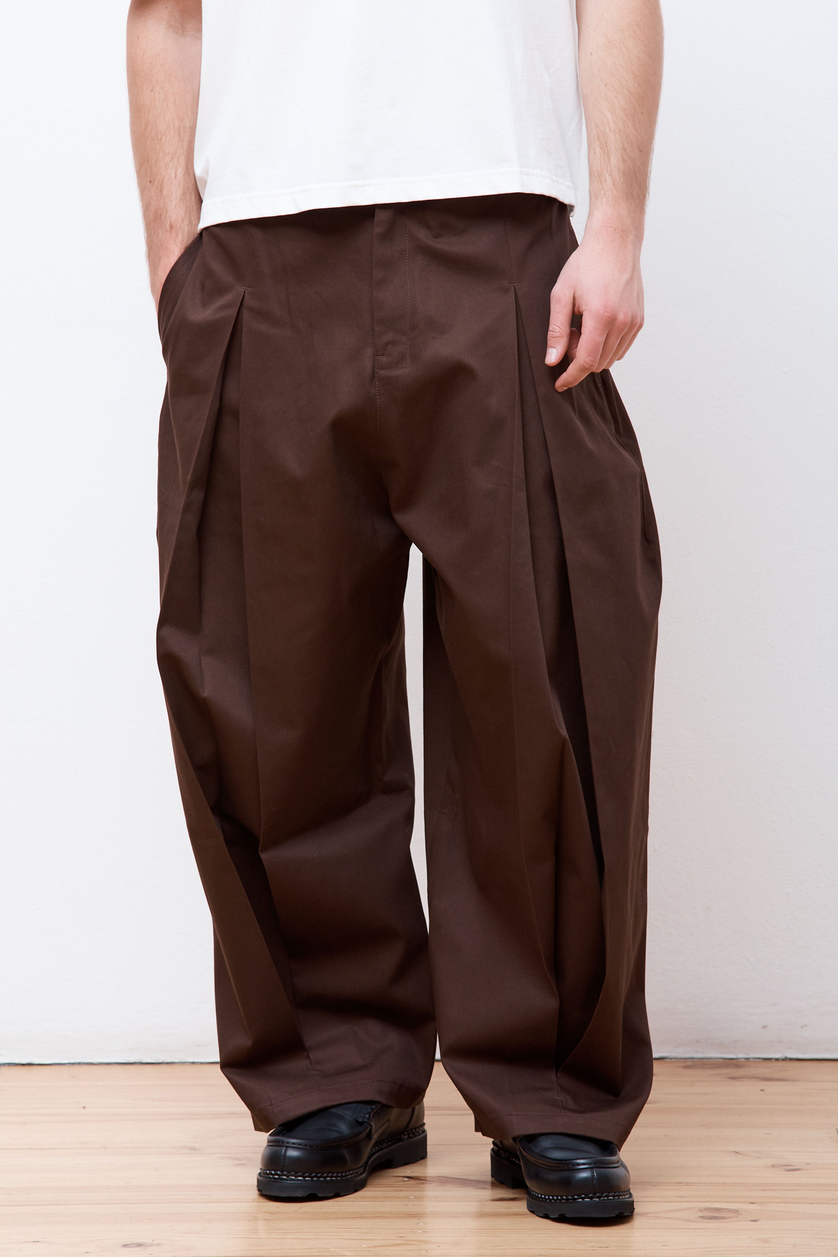 Sage Nation Box Pleat Trouser Brown