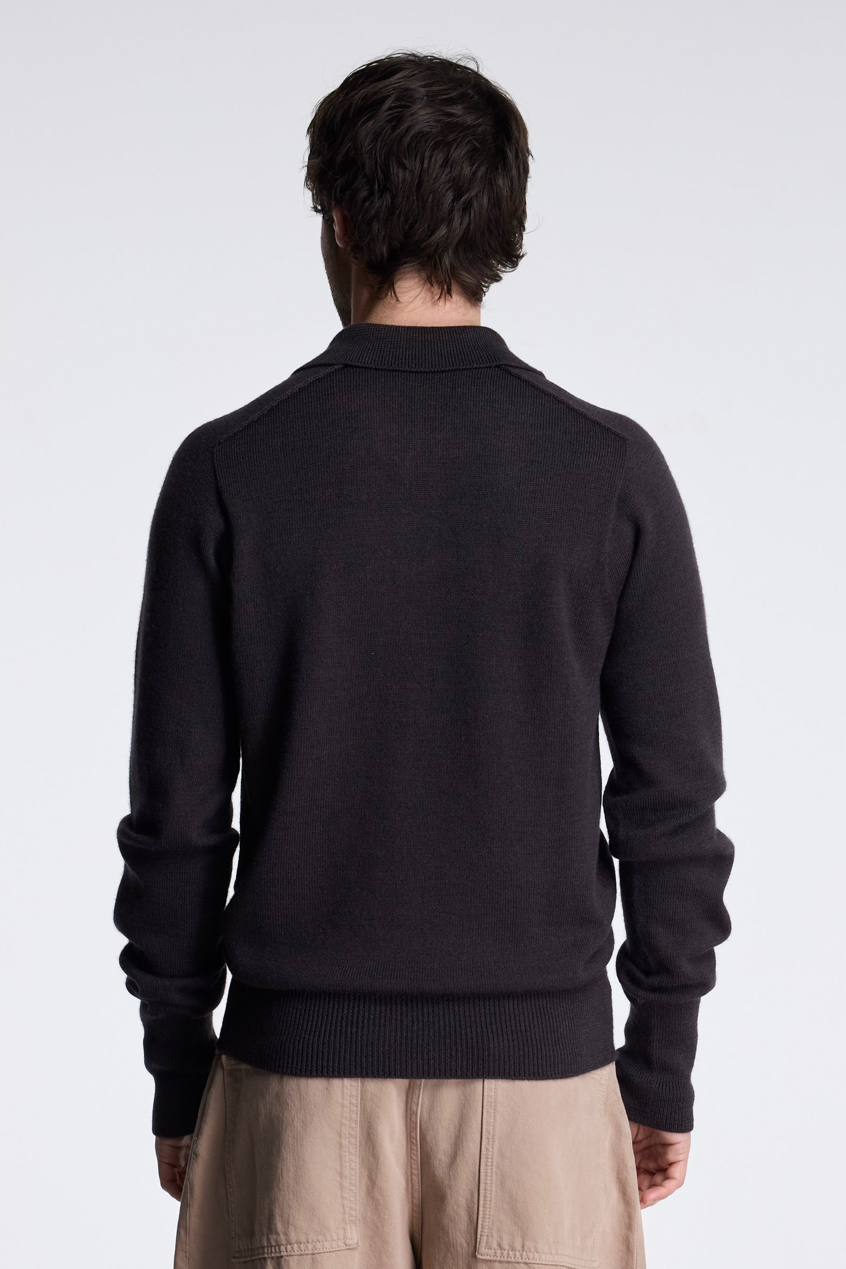 Sark Extrafine Merino Polo Walnut