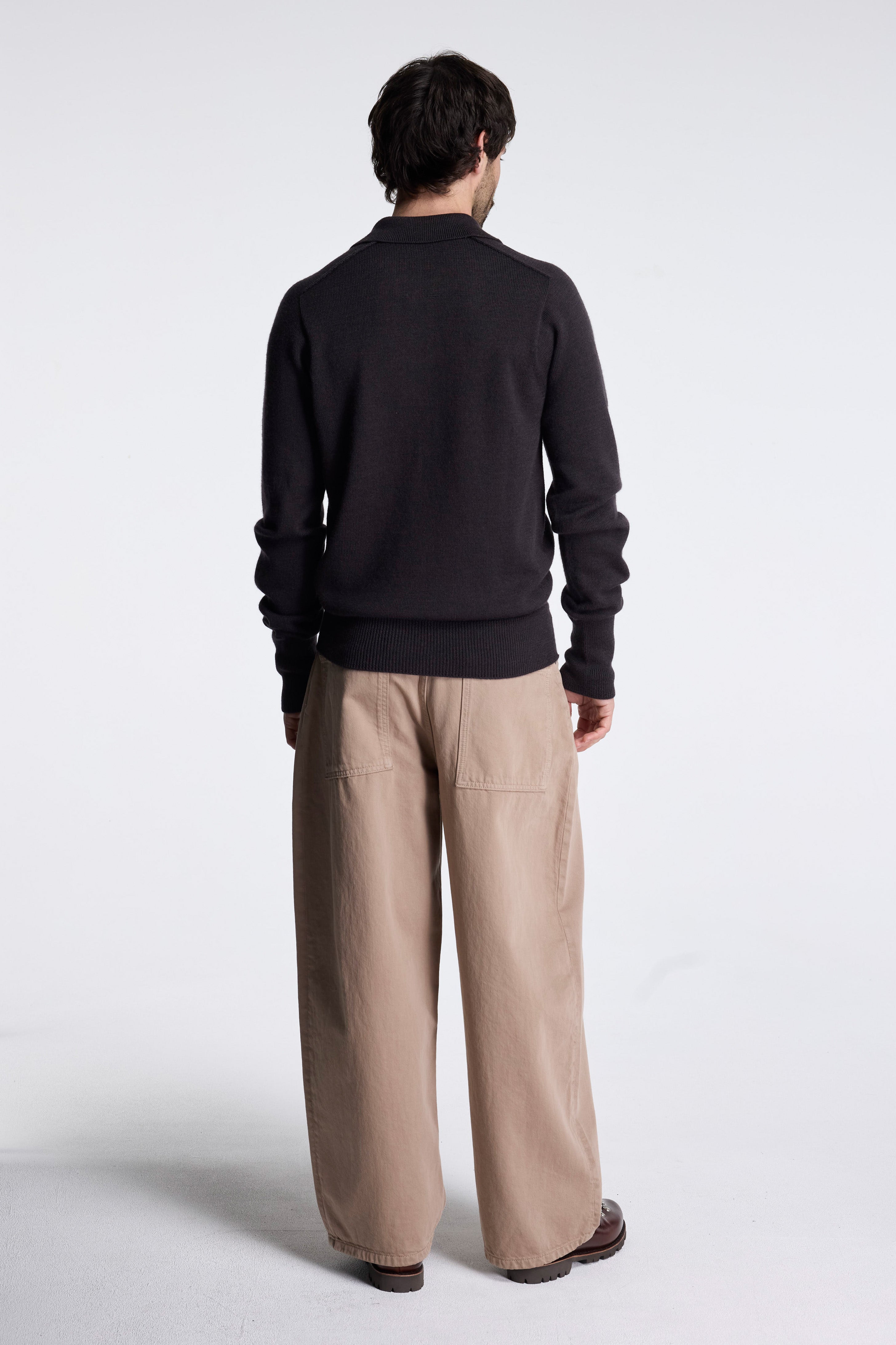 Sark Extrafine Merino Polo Walnut