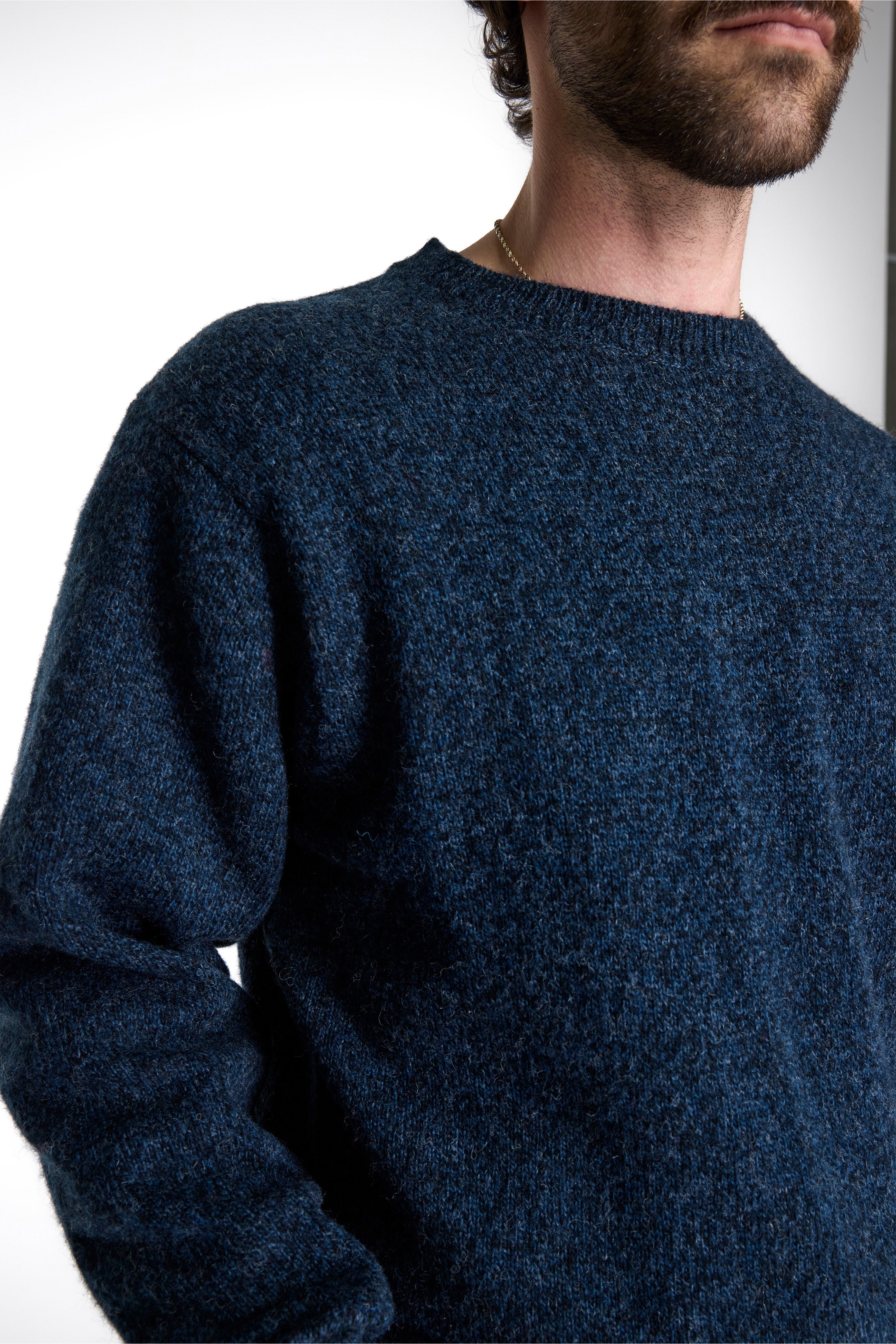 Shetland Wool Crew Indigo Heather