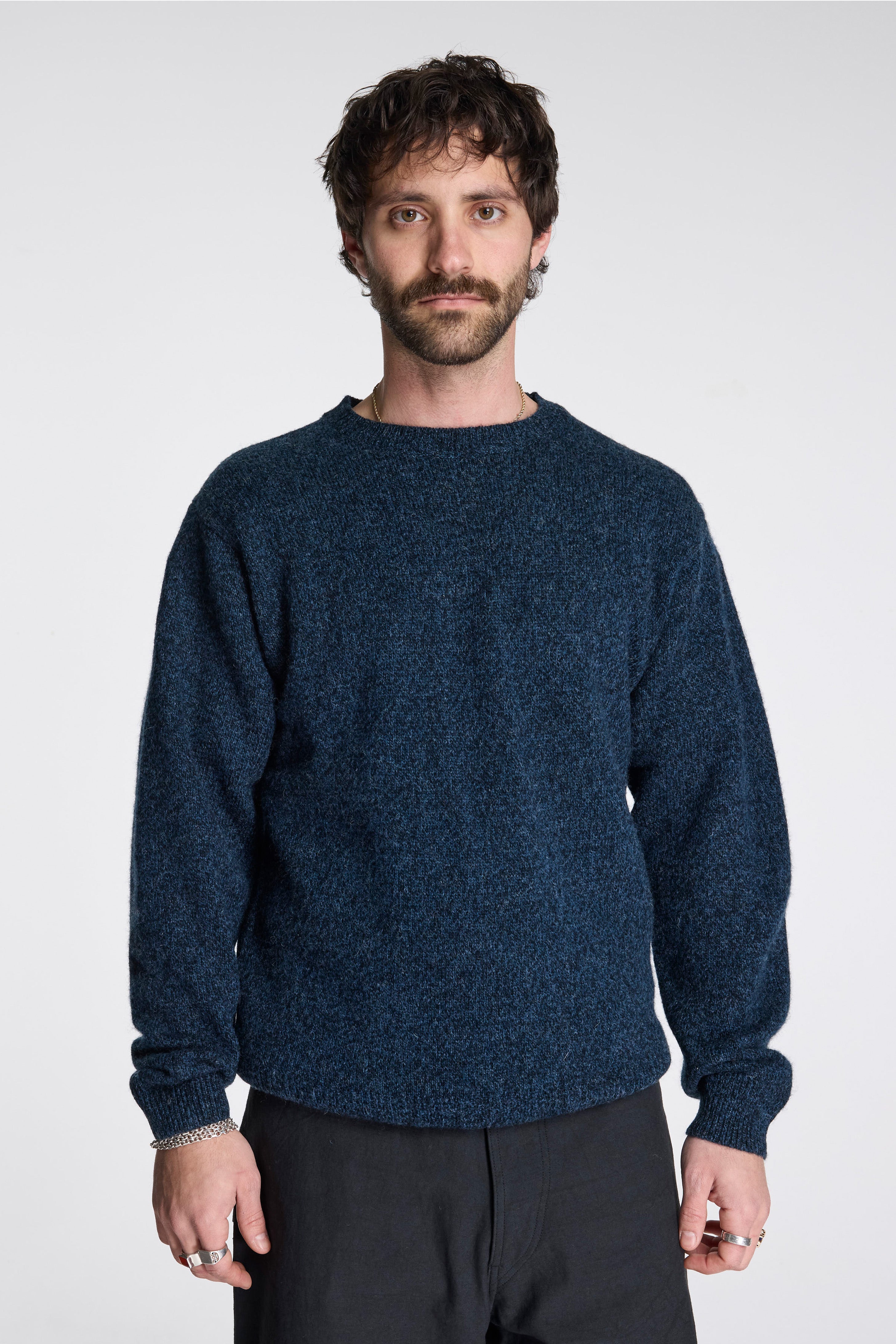 Shetland Wool Crew Indigo Heather