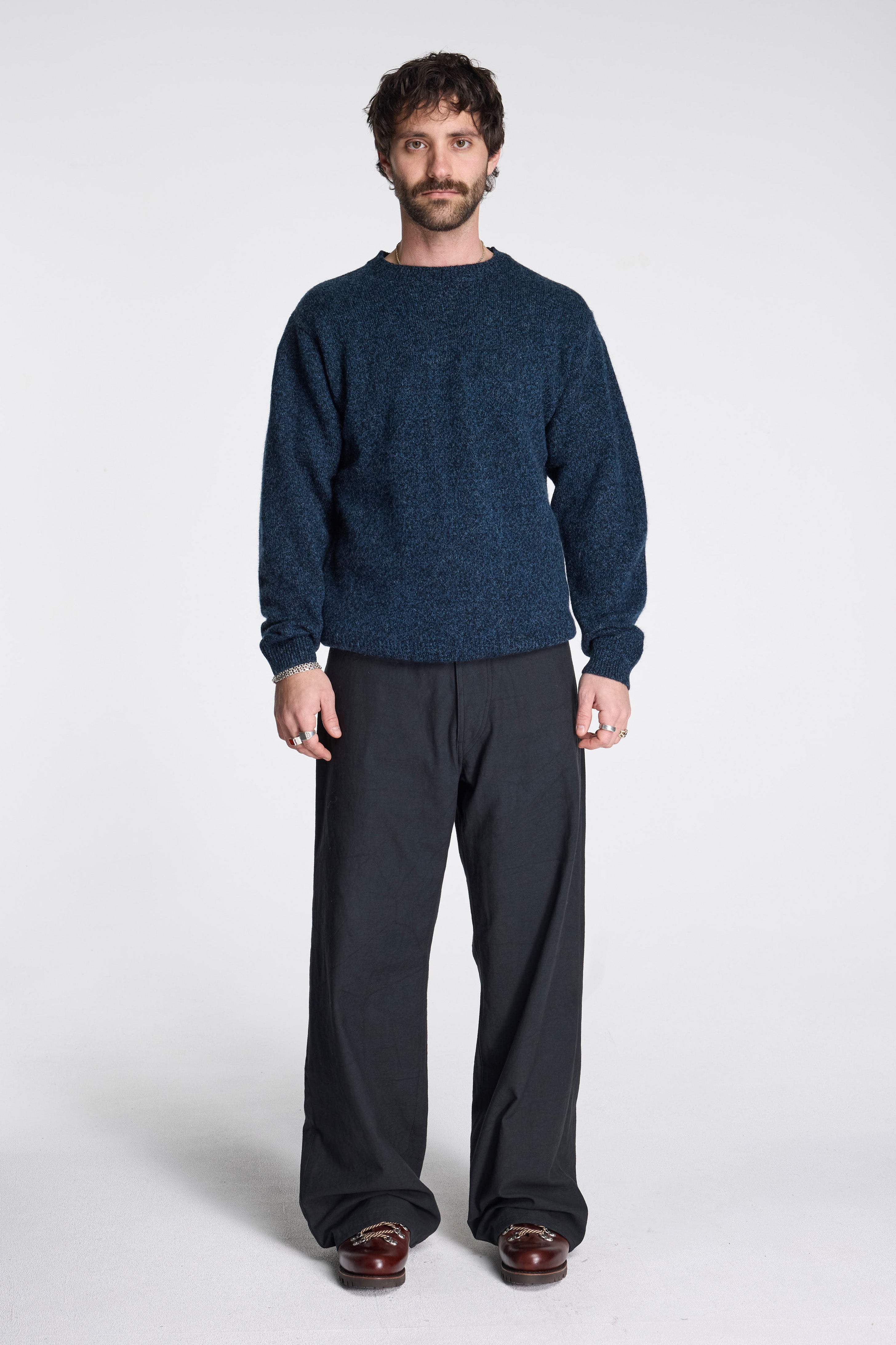 Shetland Wool Crew Indigo Heather
