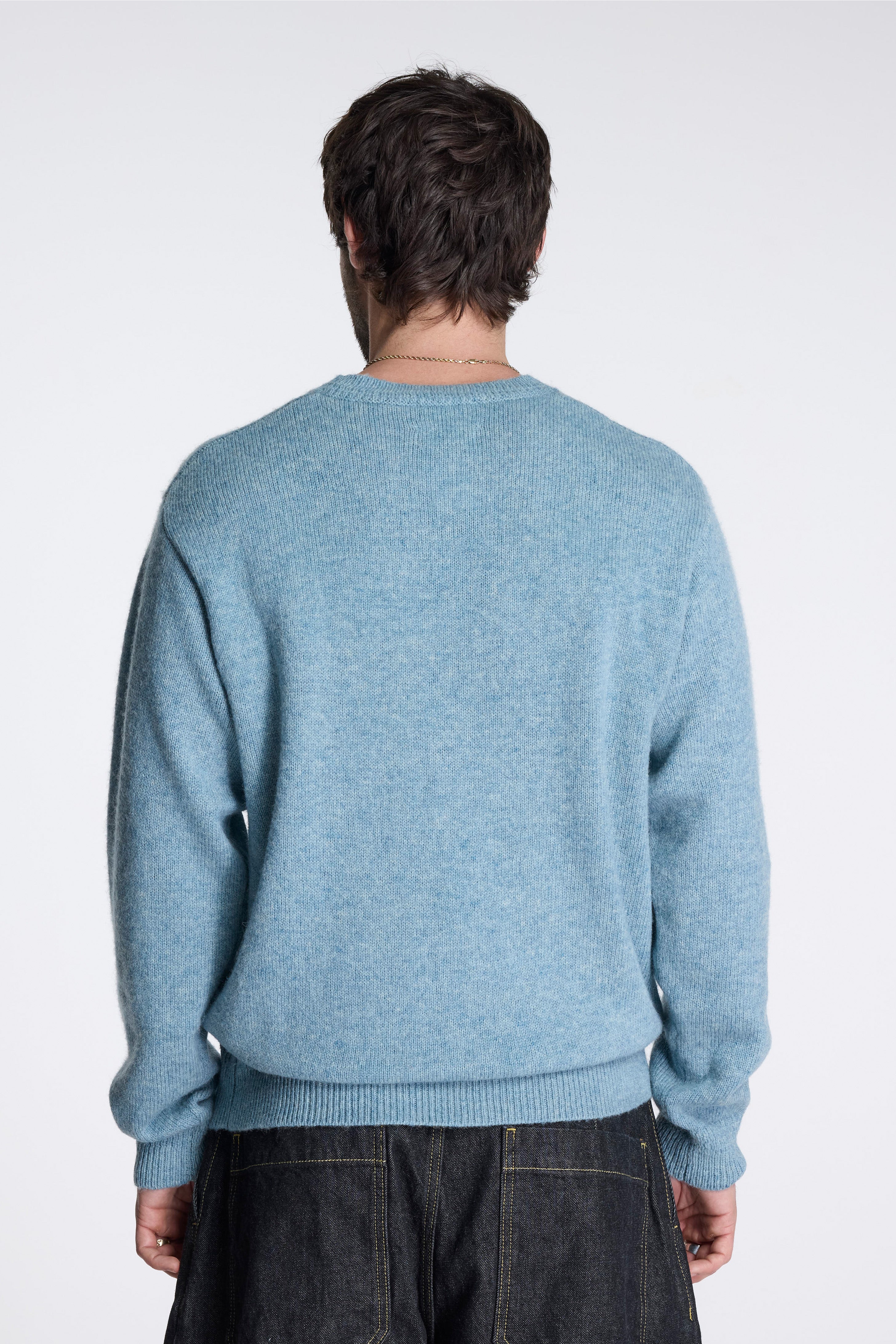 Shetland Wool Crew Light Blue Mix