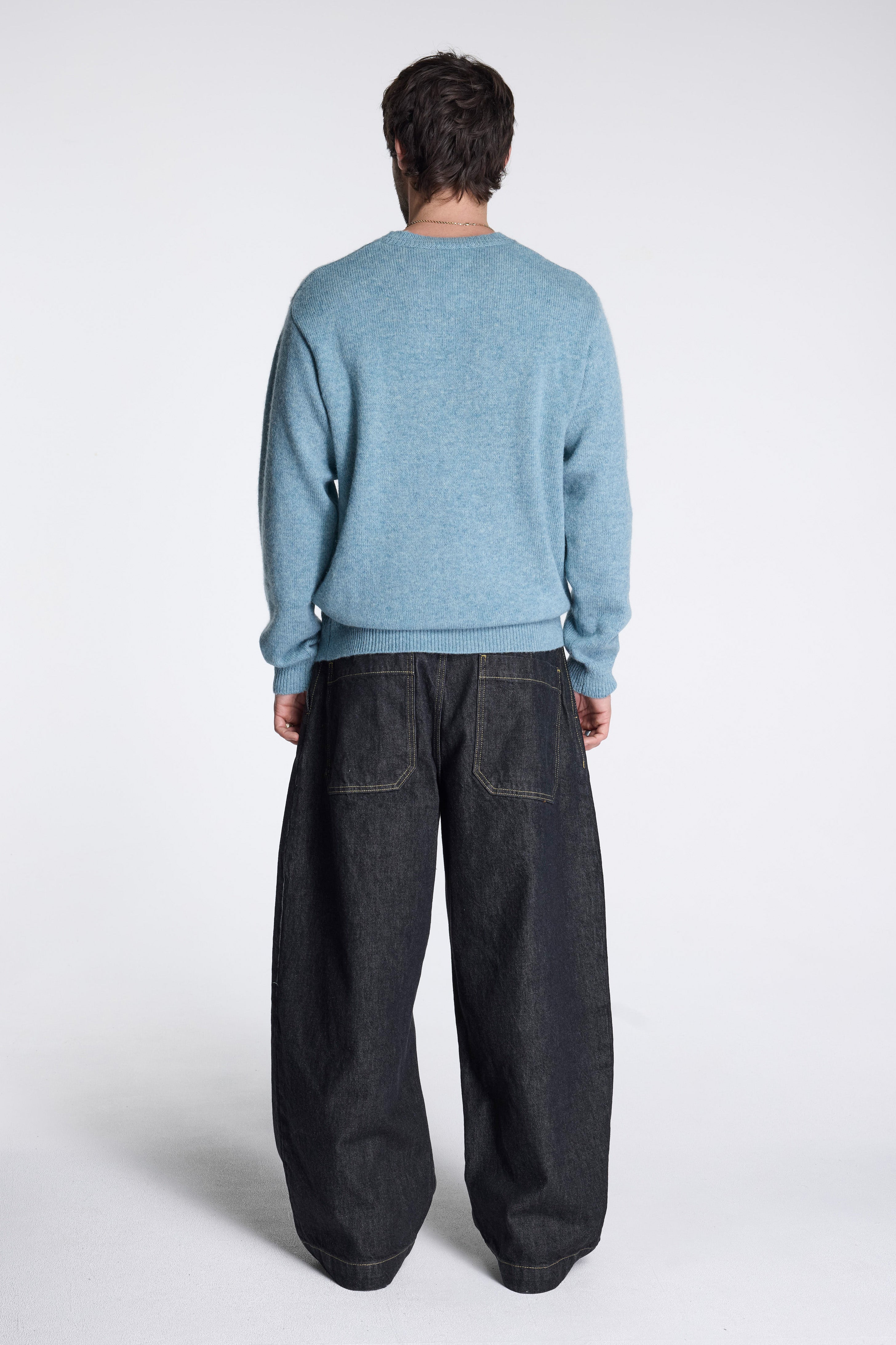 Shetland Wool Crew Light Blue Mix