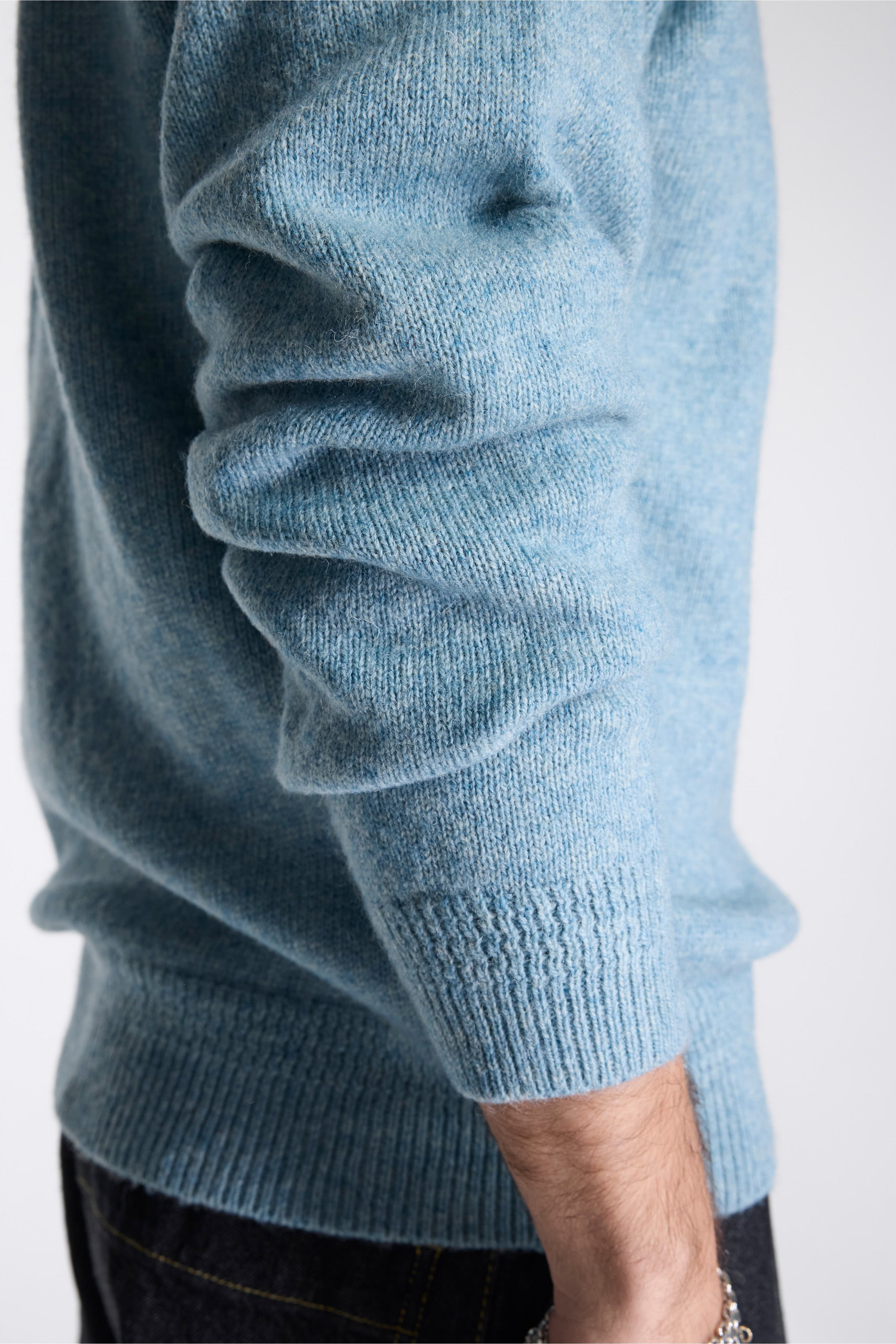 Shetland Wool Crew Light Blue Mix