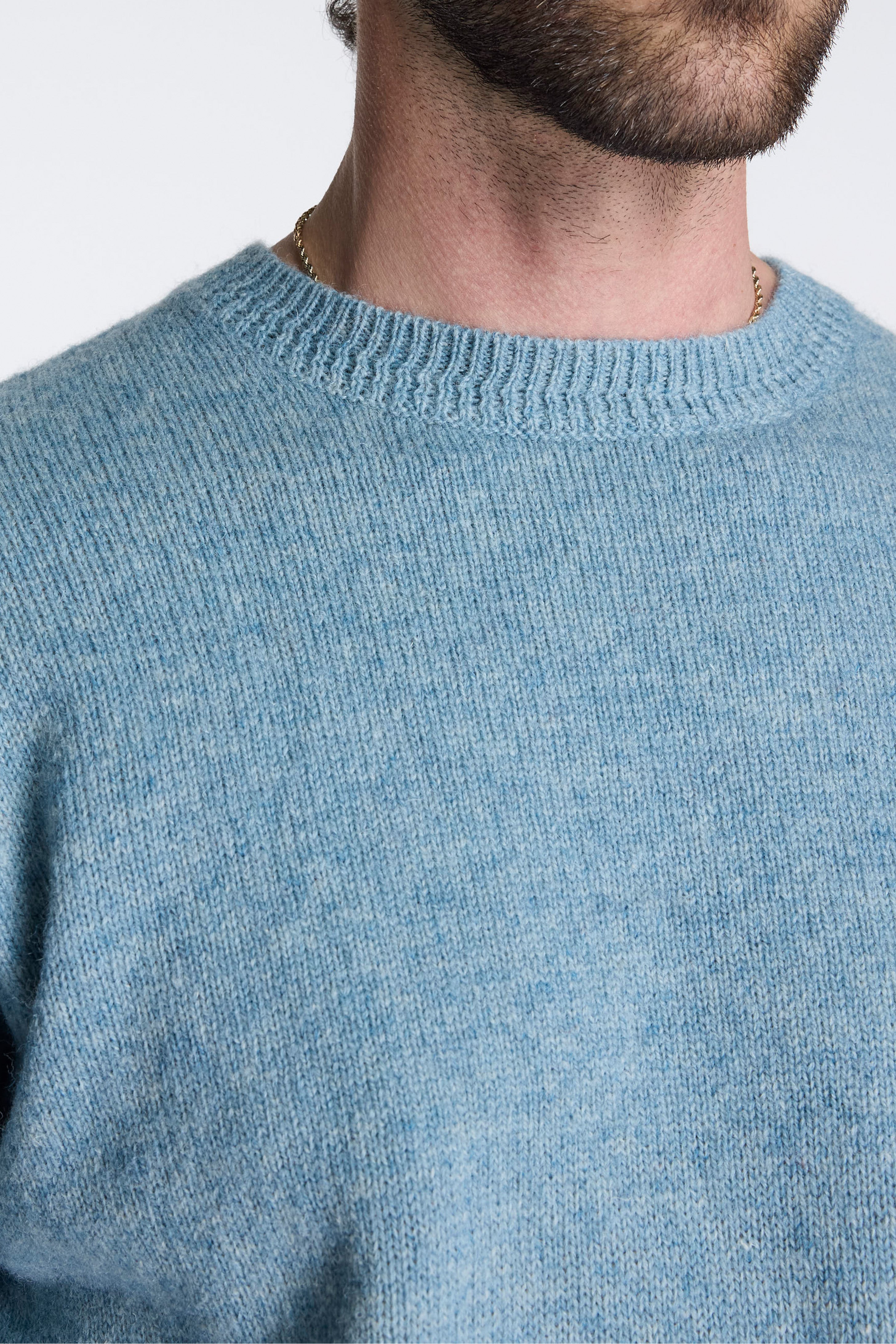 Shetland Wool Crew Light Blue Mix