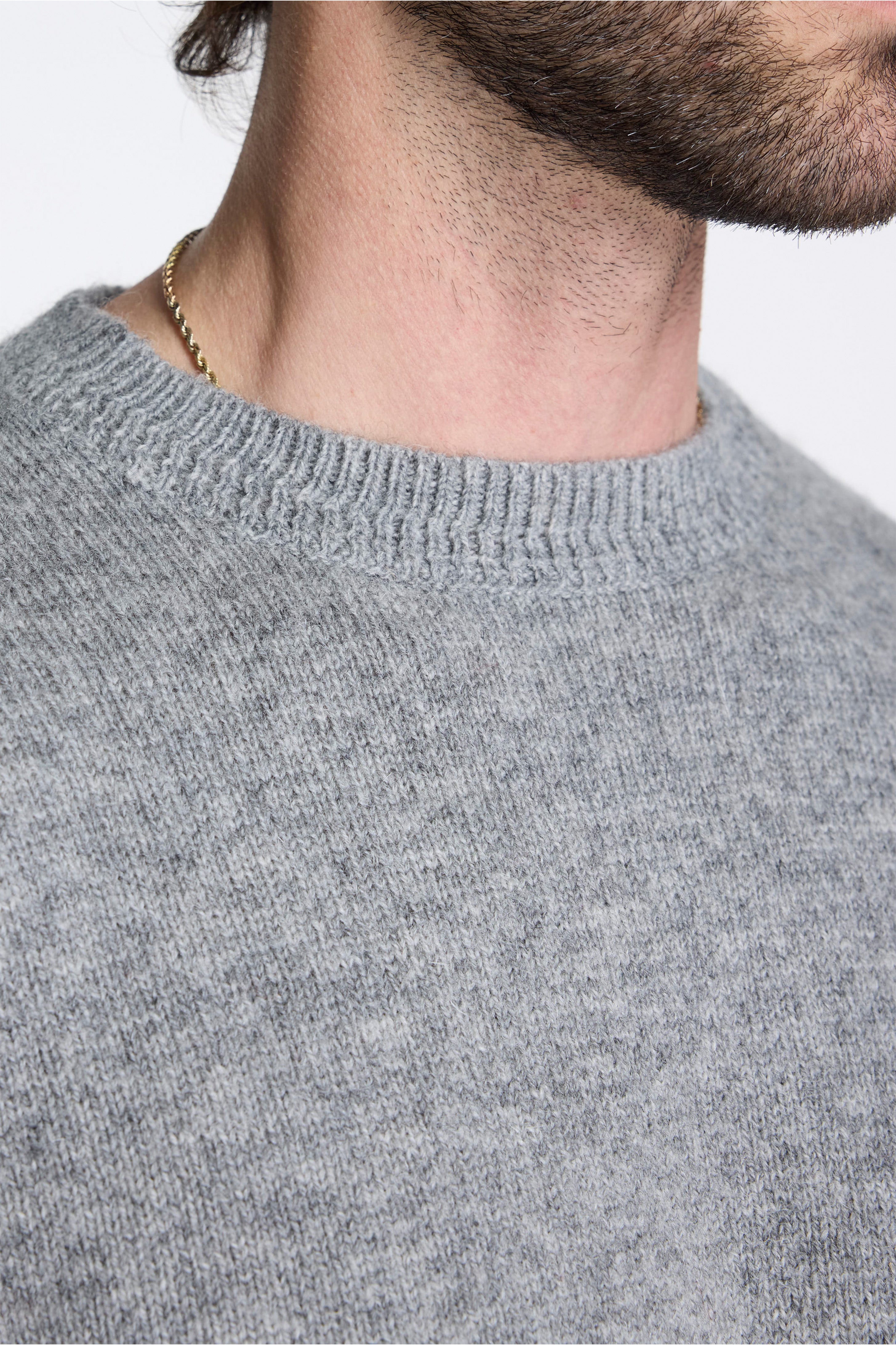 Shetland Wool Crew Light Grey Heather