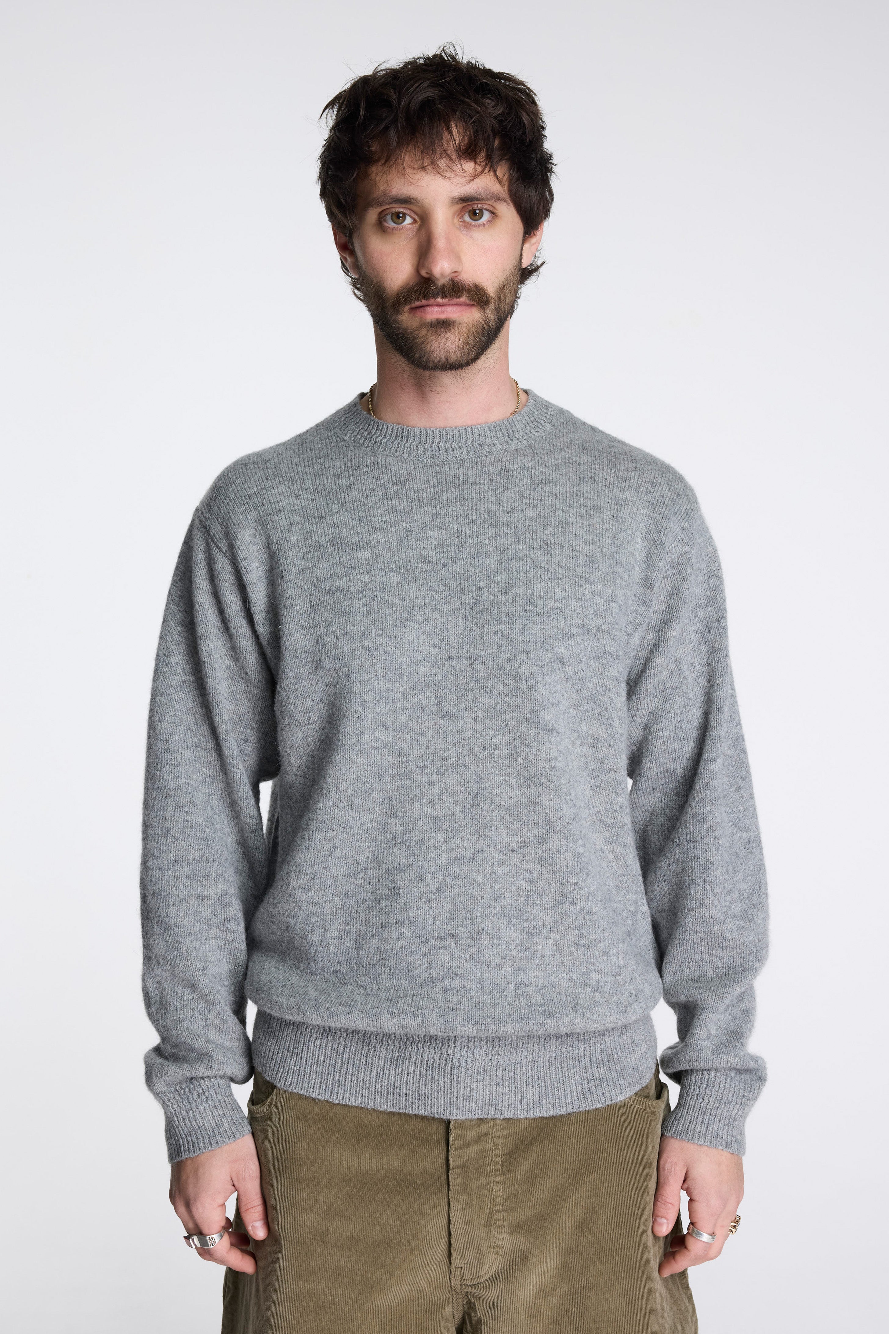 Shetland Wool Crew Light Grey Heather
