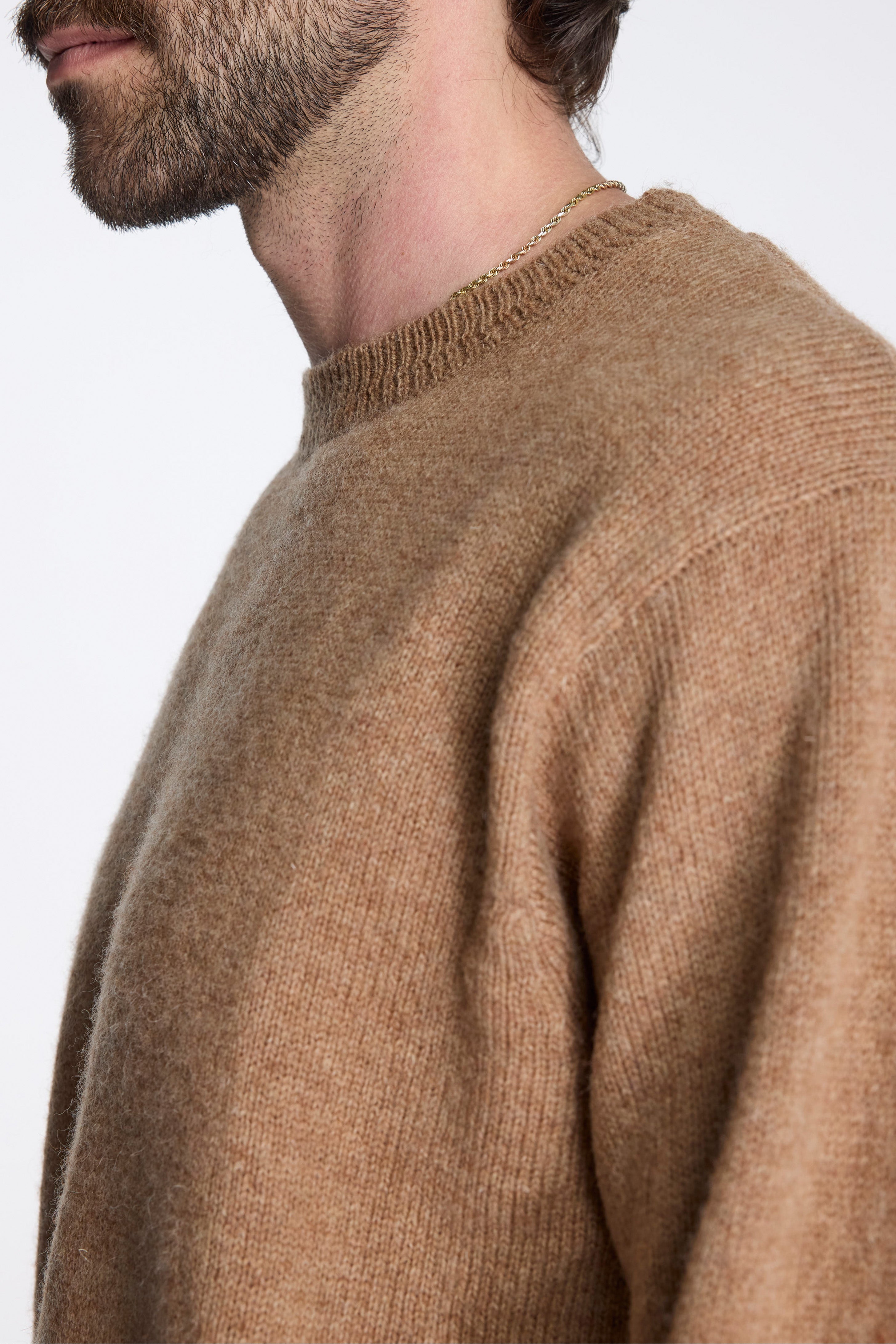 Shetland Wool Crew Tan Mix