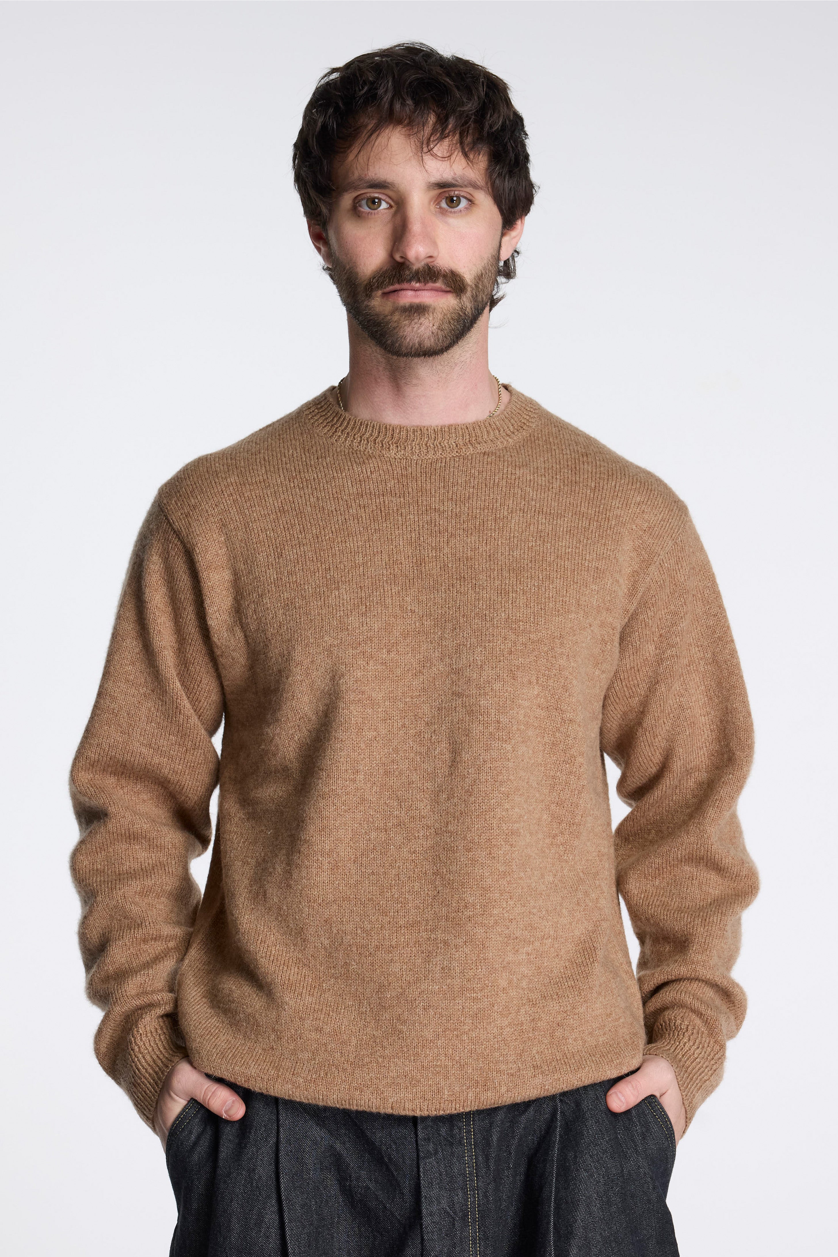 Shetland Wool Crew Tan Mix