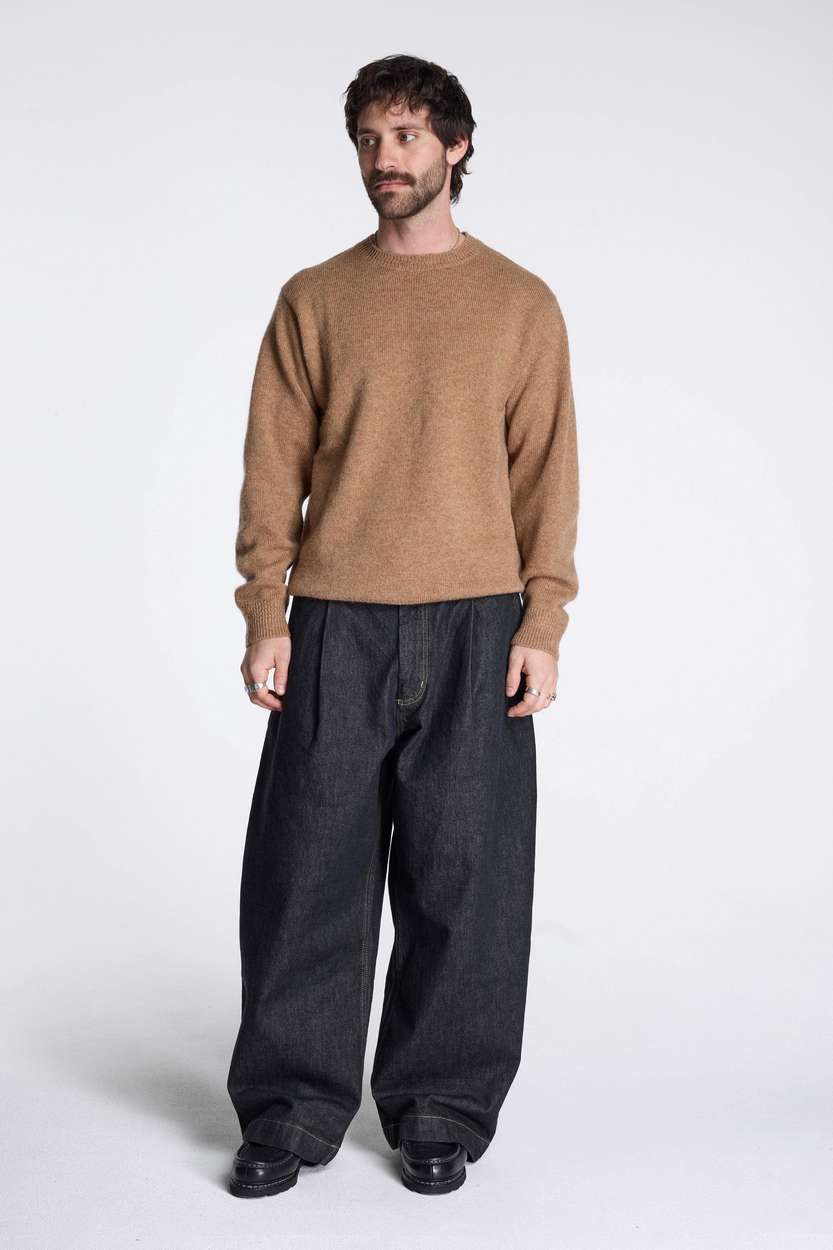 Shetland Wool Crew Tan Mix