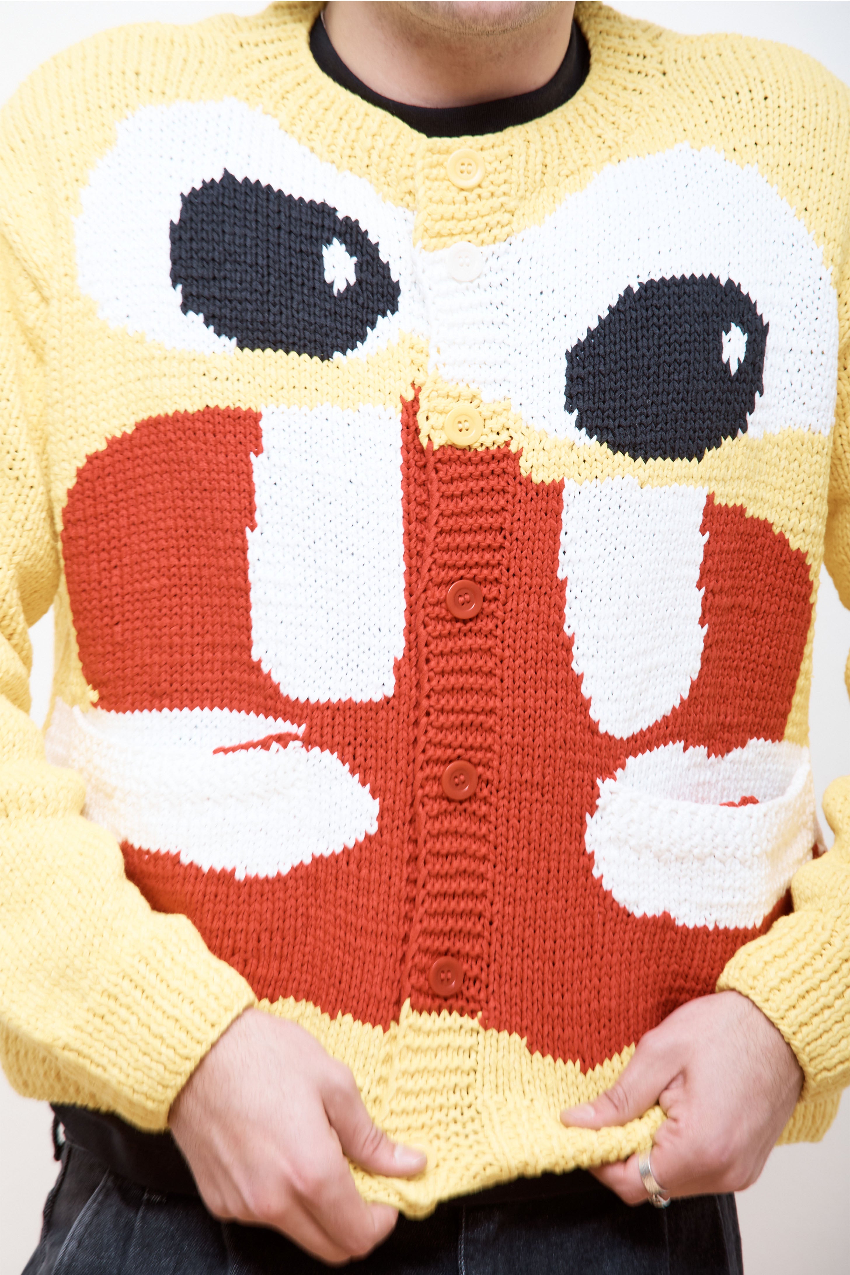 Ice Cream Hand Knit Cardigan Knit Yellow