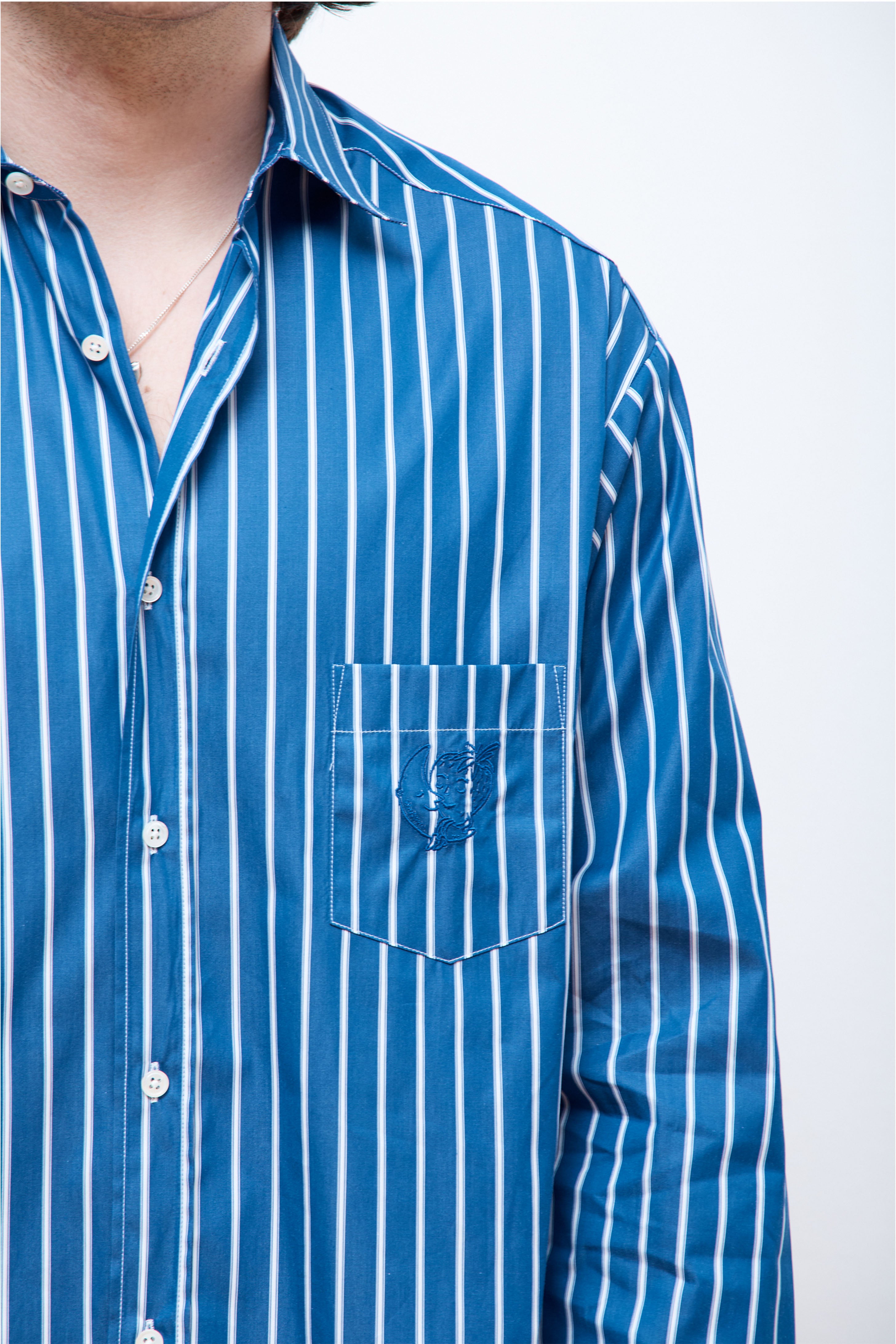 Striped Button Down Shirt Woven Blue Stripe