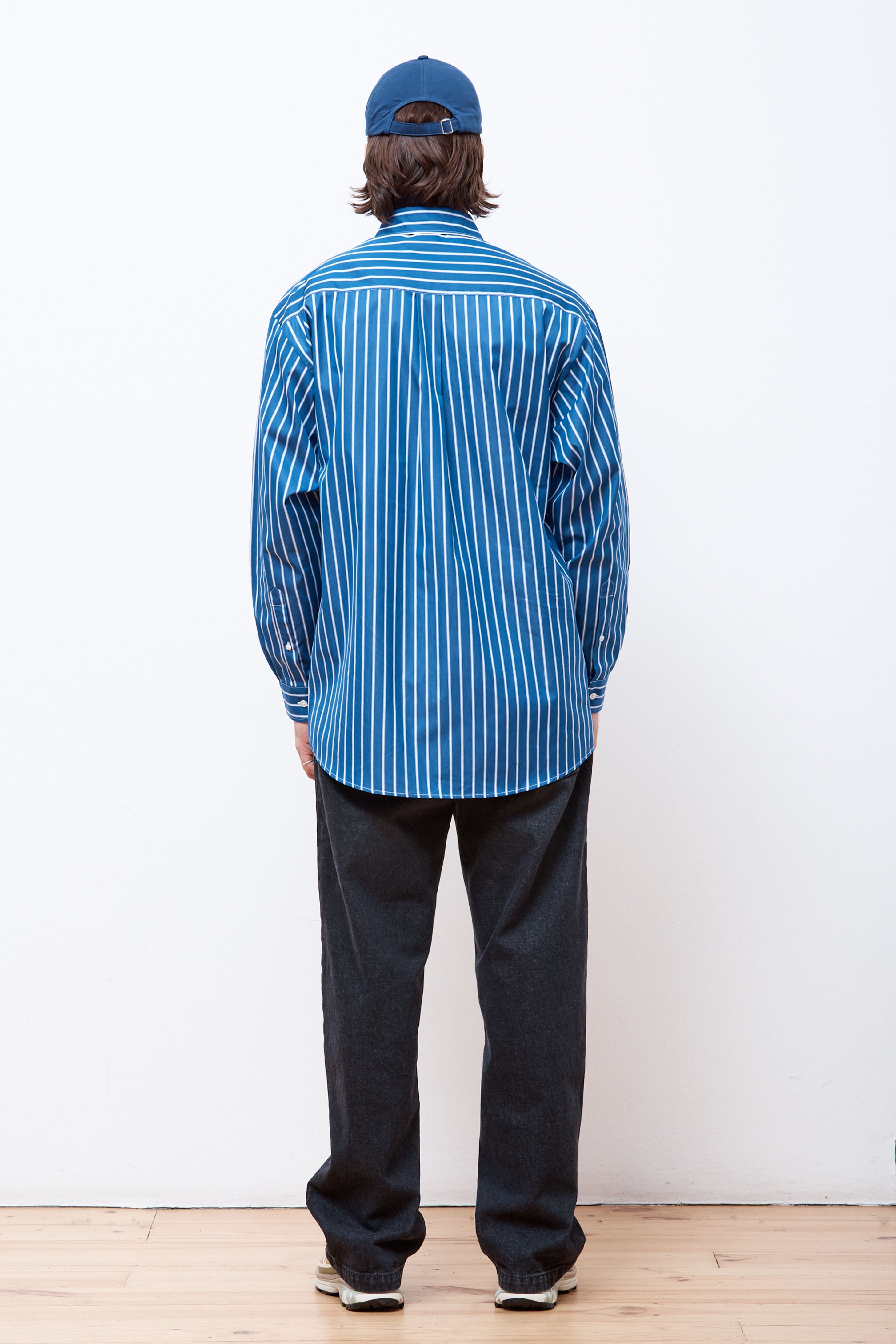 Striped Button Down Shirt Woven Blue Stripe