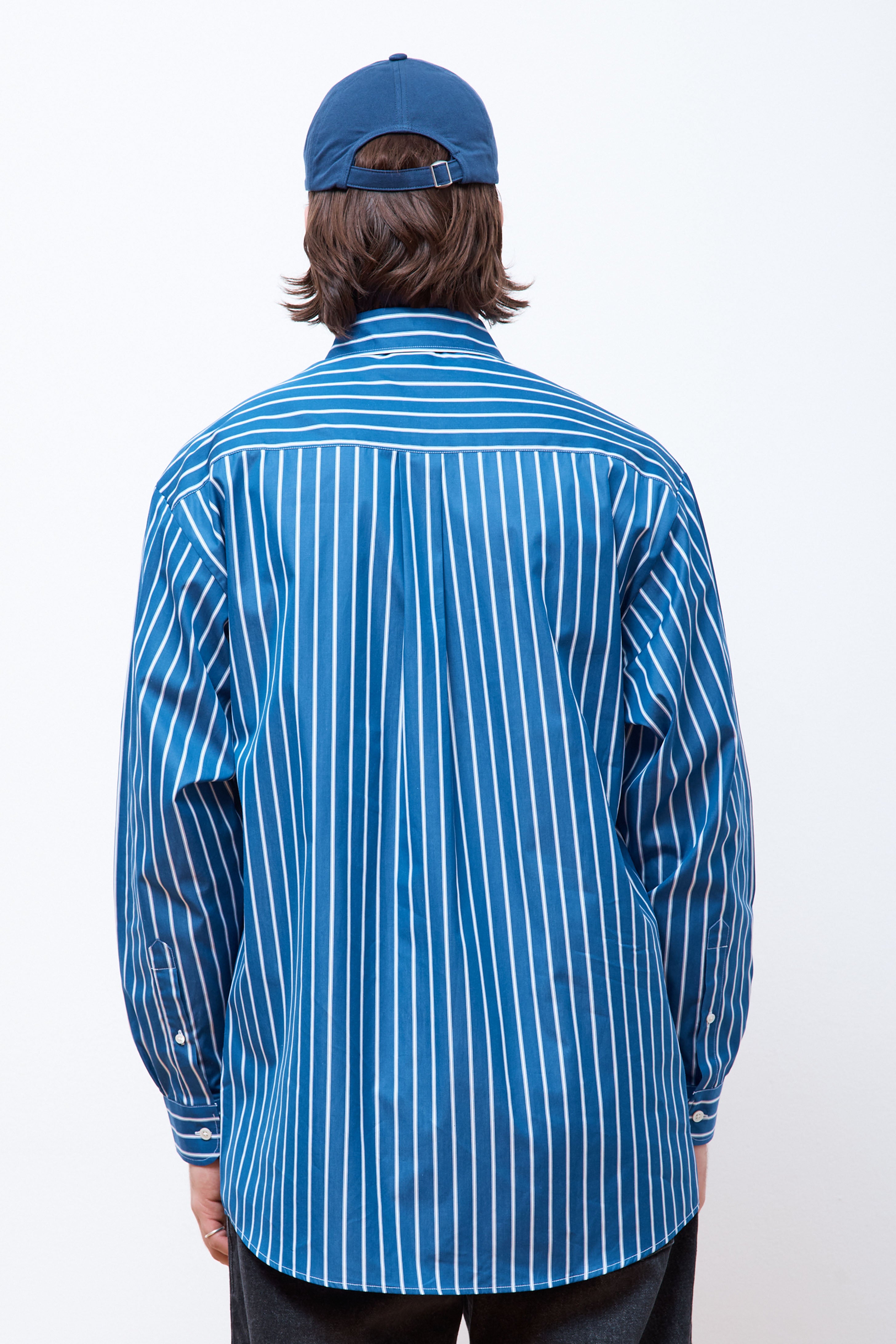 Striped Button Down Shirt Woven Blue Stripe