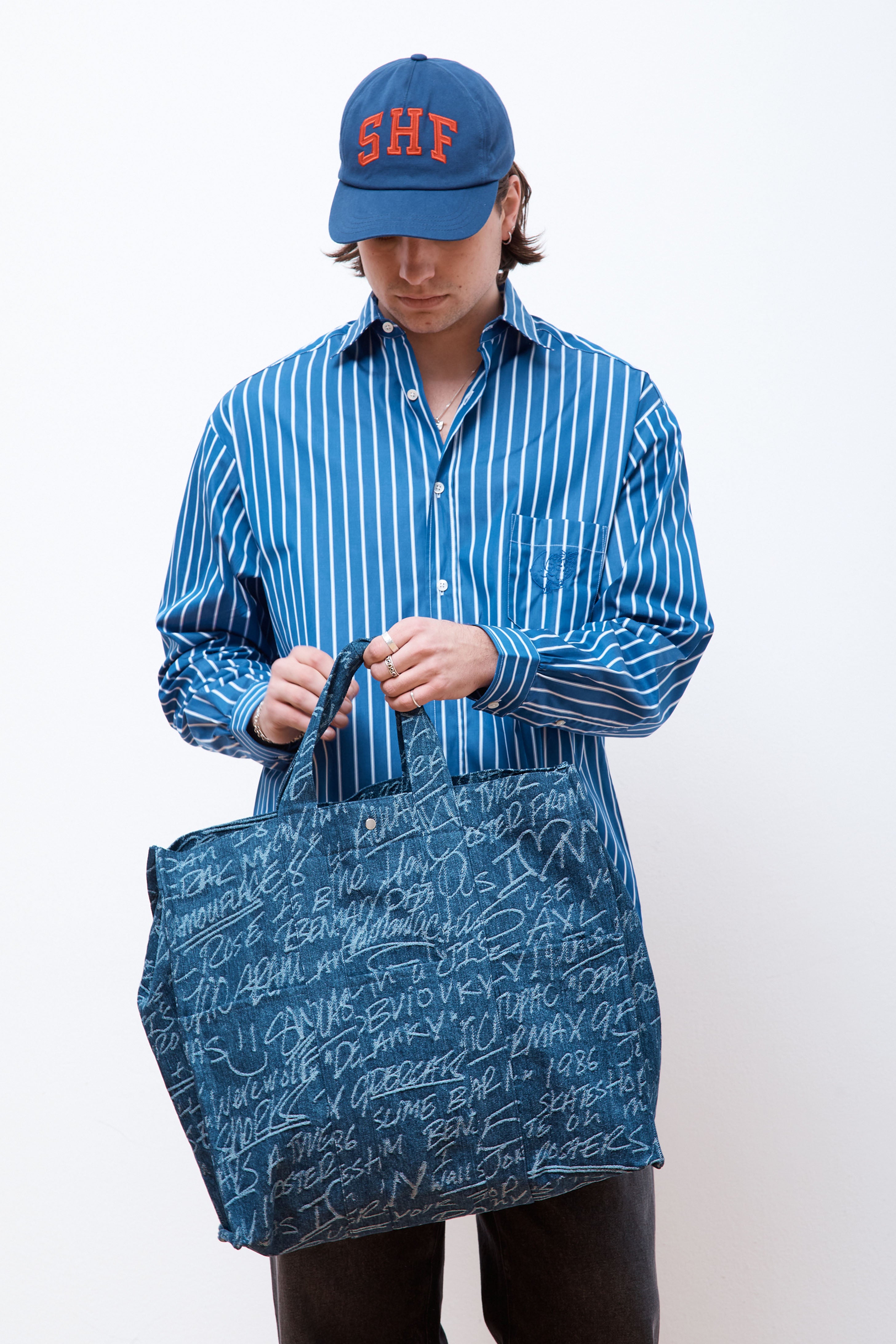 KS Graffiti Denim Tote Woven Blue