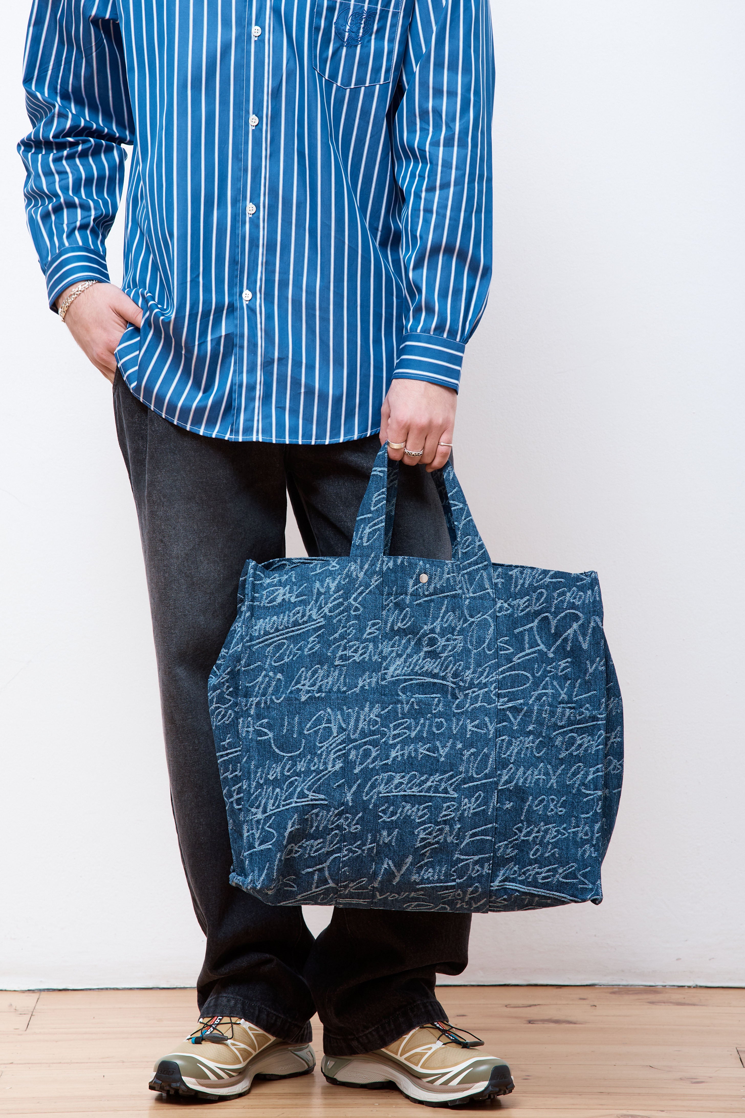 KS Graffiti Denim Tote Woven Blue