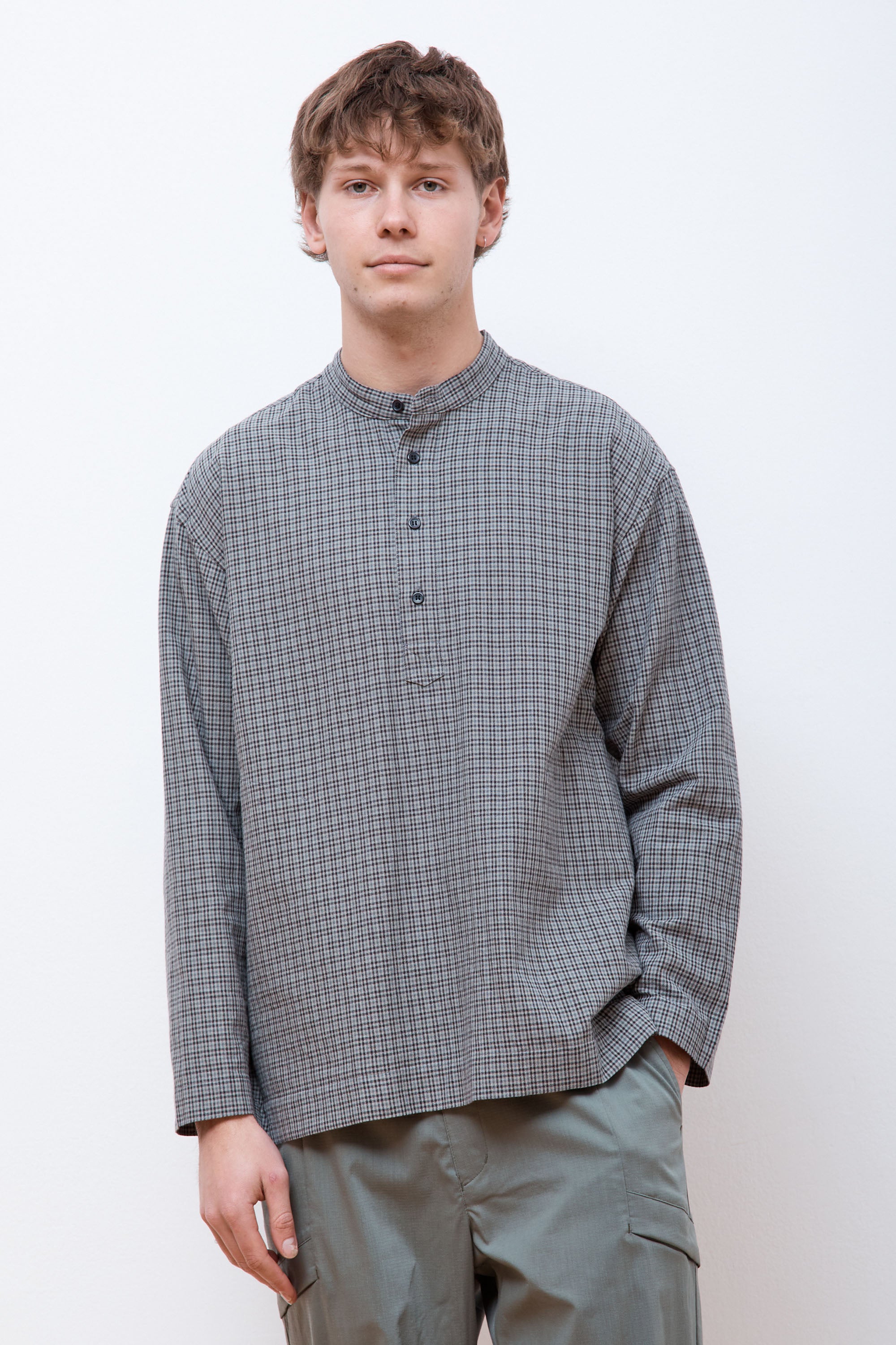 Niigata Made Check Pullover Grey